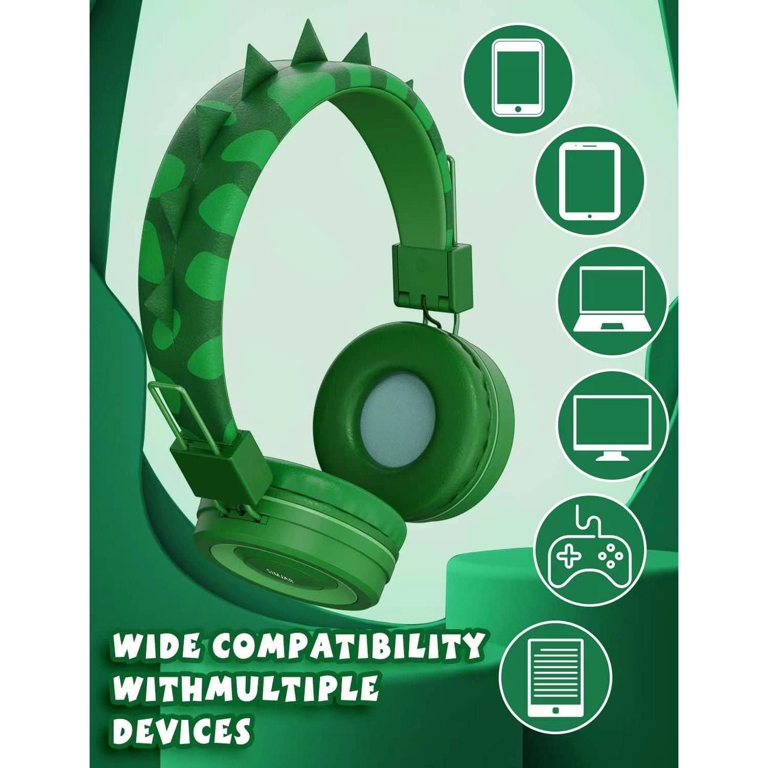Auriculares para Niños SIMJAR Dinosaurio y Orejas de Gato 85dB