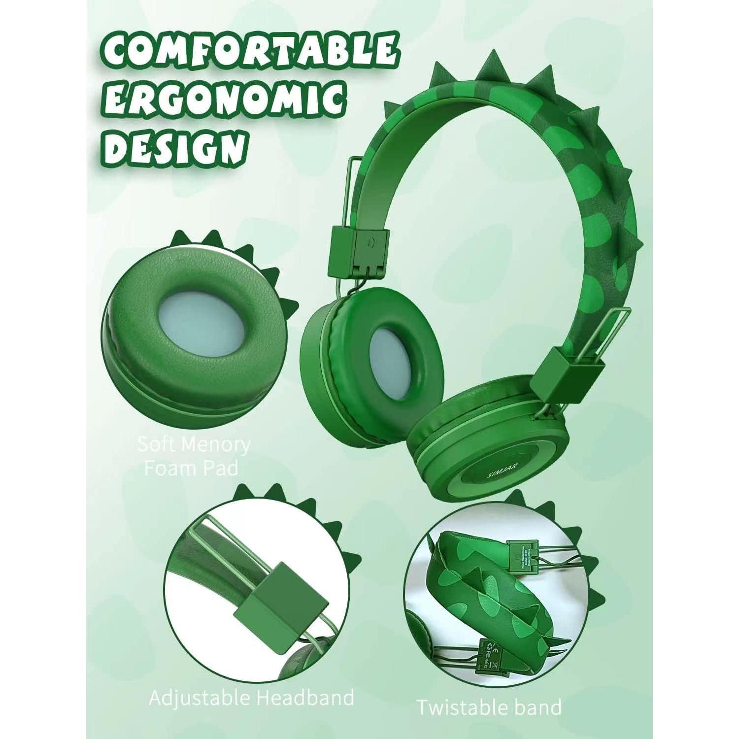 Auriculares para Niños SIMJAR Dinosaurio y Orejas de Gato 85dB