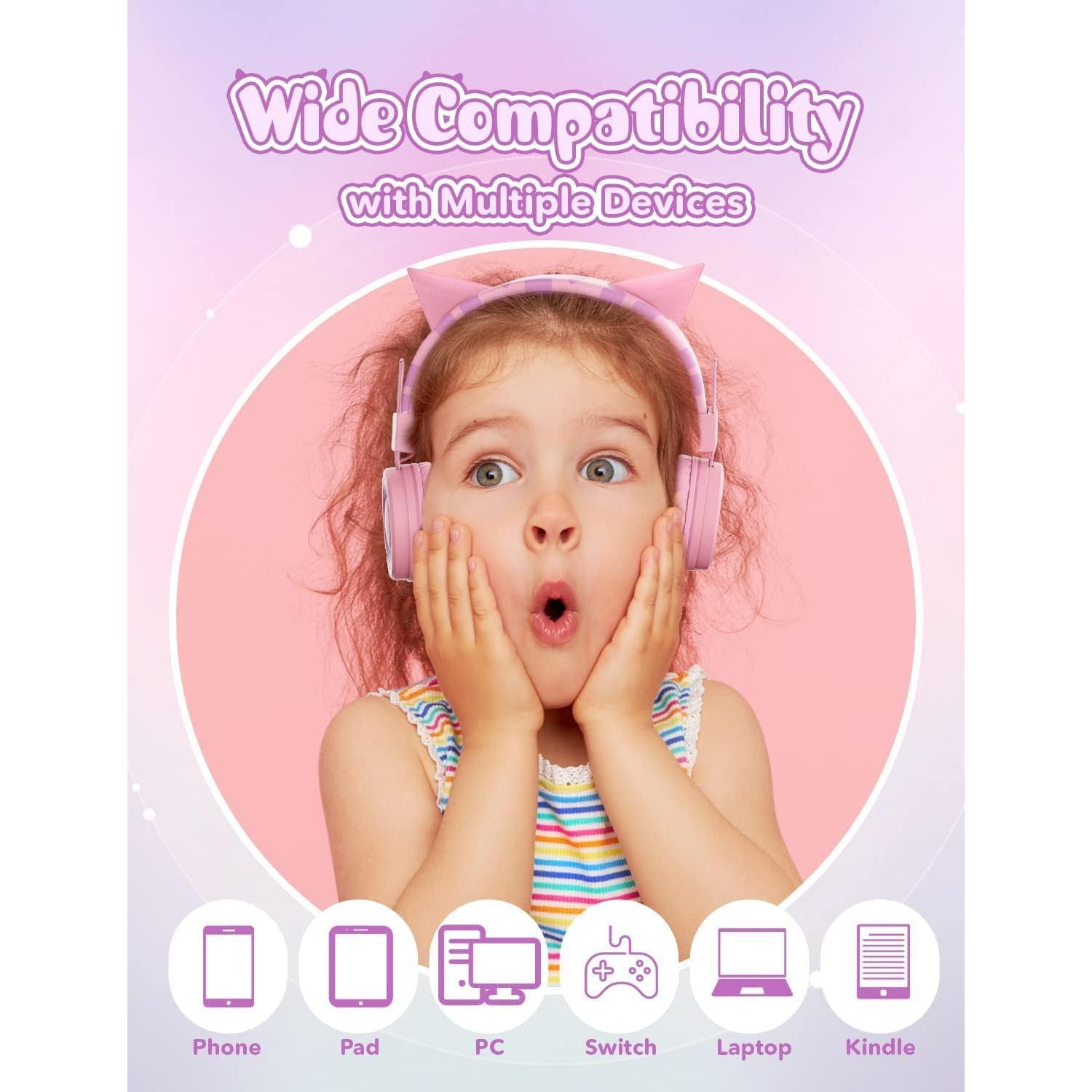 Auriculares para Niños SIMJAR Dinosaurio y Orejas de Gato 85dB