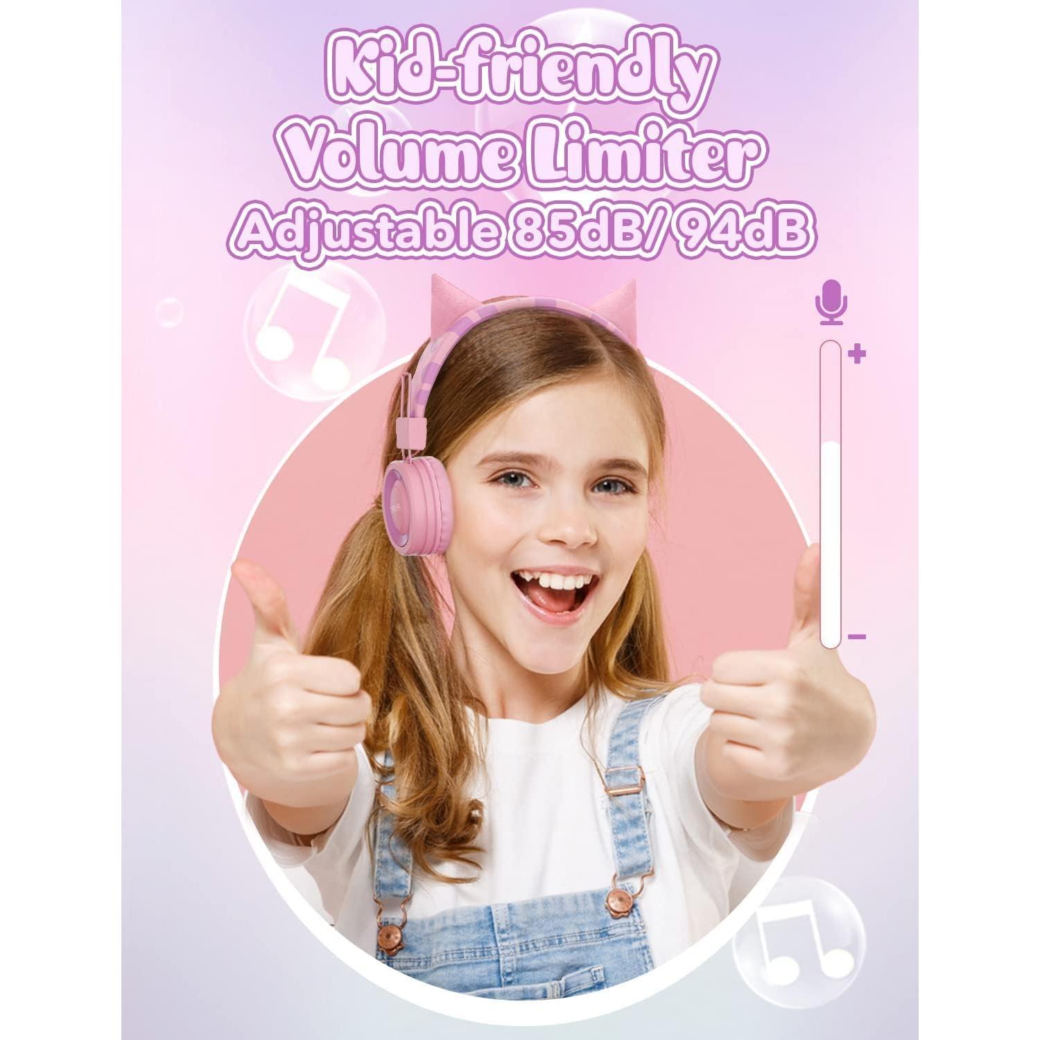 Auriculares para Niños SIMJAR Dinosaurio y Orejas de Gato 85dB