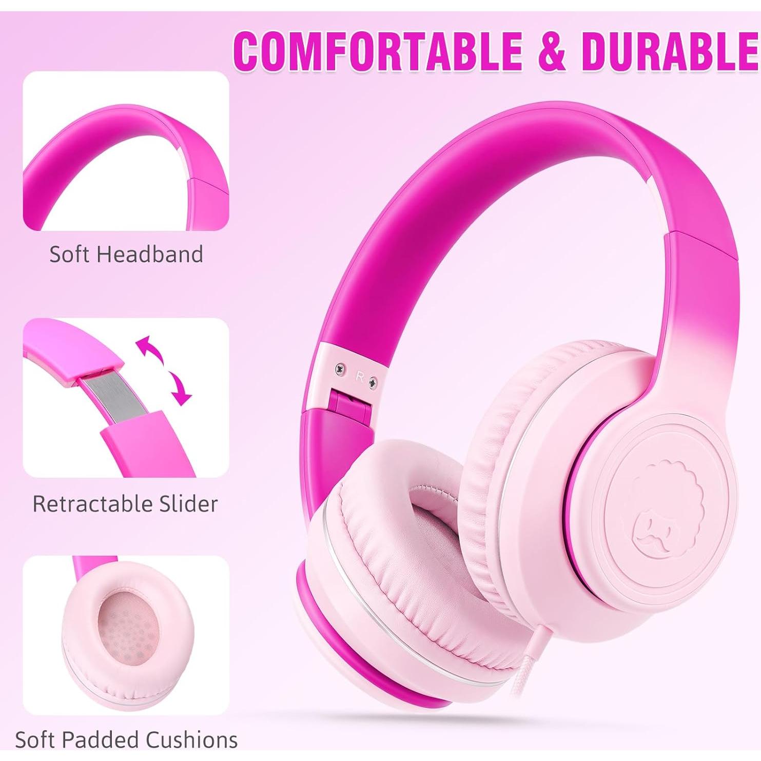 Auriculares con Cable Rockpapa L22 para Niños Rosa 3.5mm