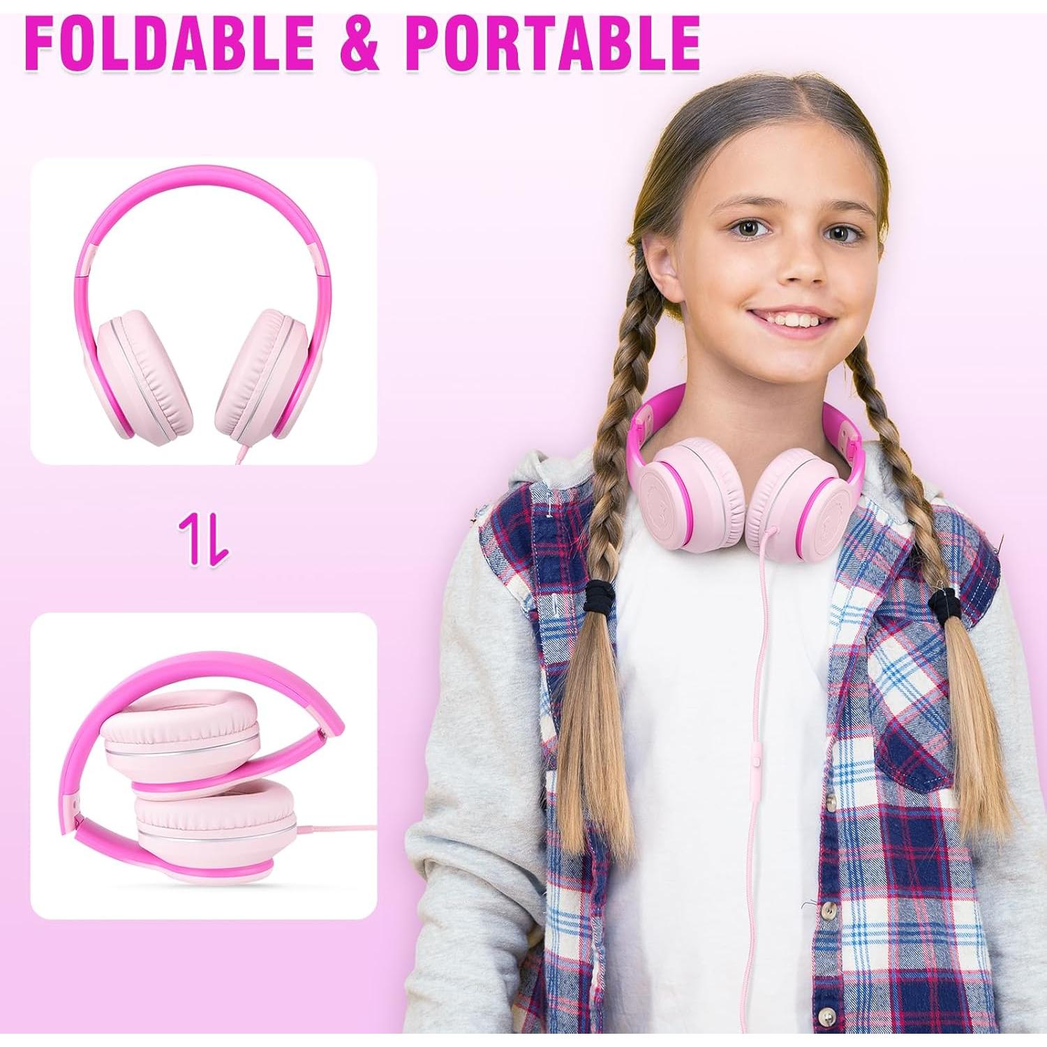 Auriculares con Cable Rockpapa L22 para Niños Rosa 3.5mm