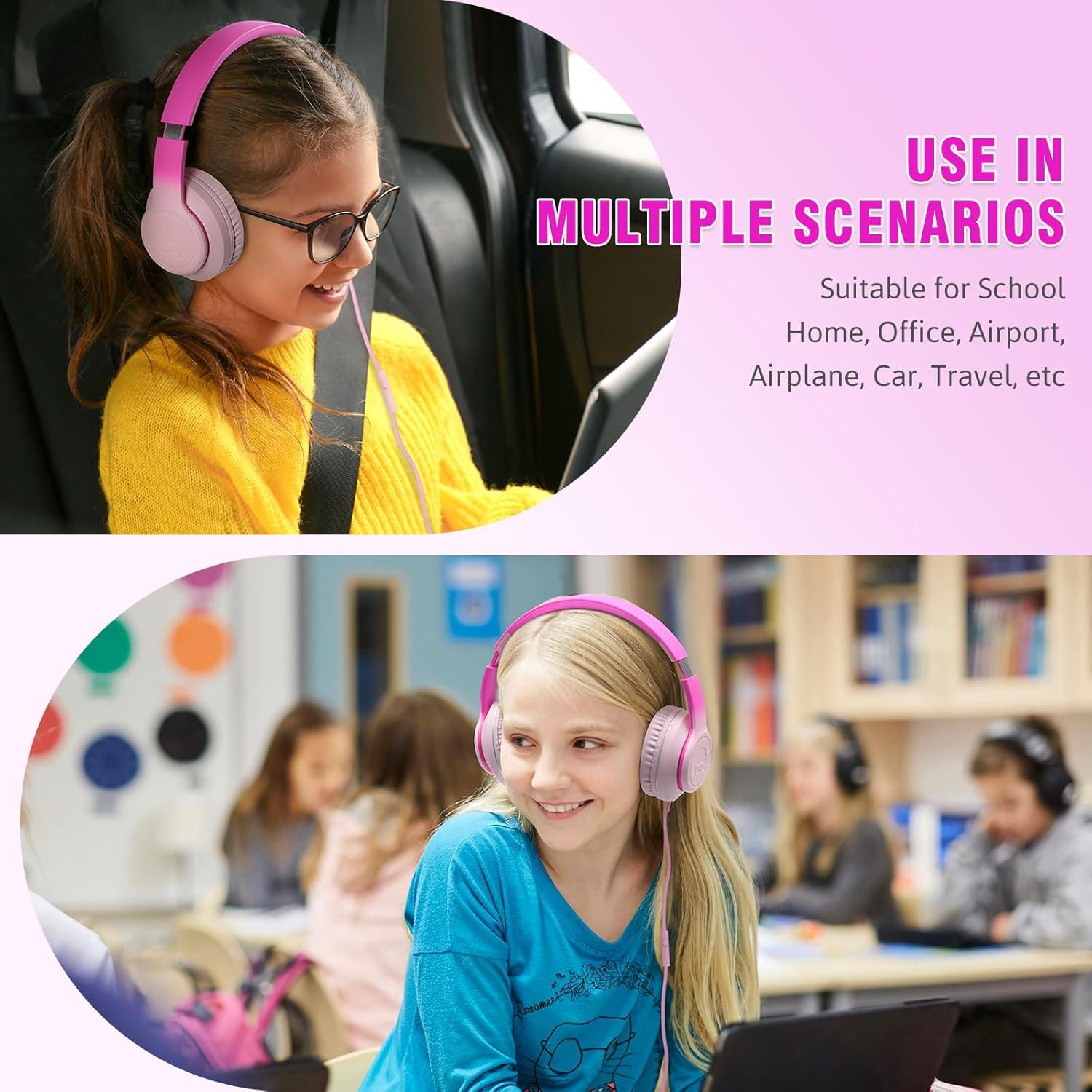 Auriculares con Cable Rockpapa L22 para Niños Rosa 3.5mm