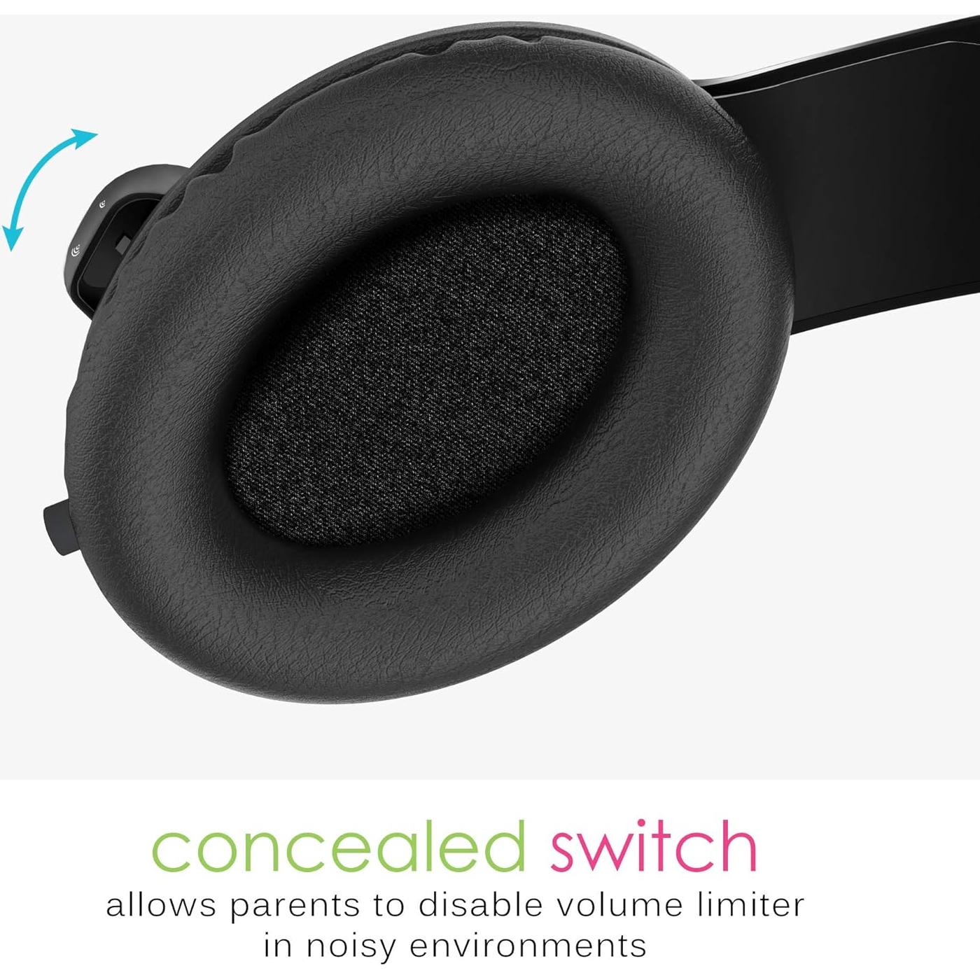 MEE audio KidJamz Safe Listening Headset for Kids 3-Pack with Volume-limiting Technology + 2 Cables; Includes Boom Microphone for Remote Learning, Video Chat, Gaming, and Phone Calls (Black, 3-Pack)