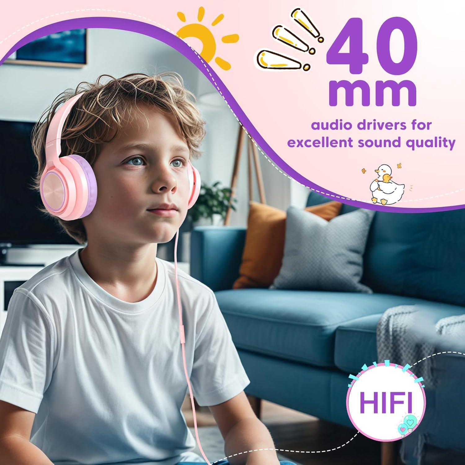 Auriculares INFURTURE CH5 USB C/3.5mm para Niños Rosa