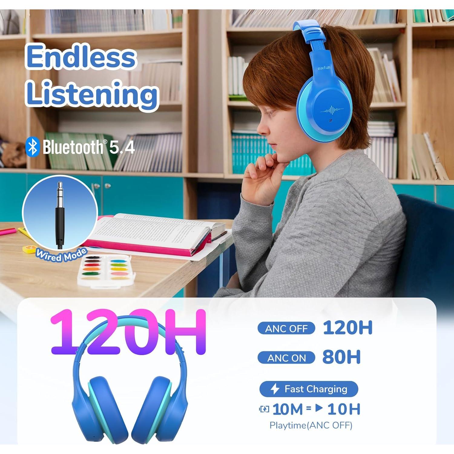 Auriculares Bluetooth EarFun K4NC para Niños con ANC 120h
