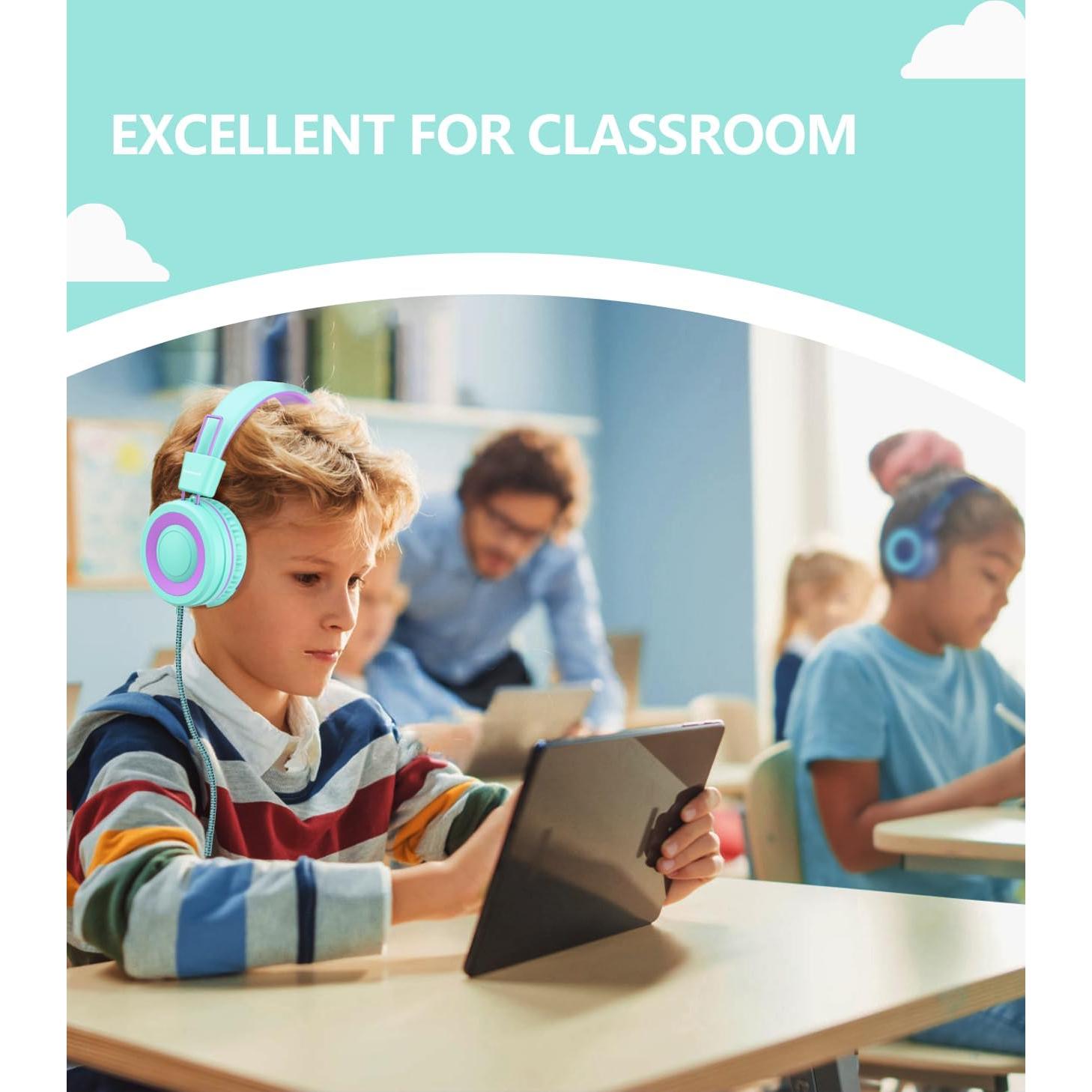 Auriculares USB Tipo C Bywulanda para Niños 94dB Verde Menta