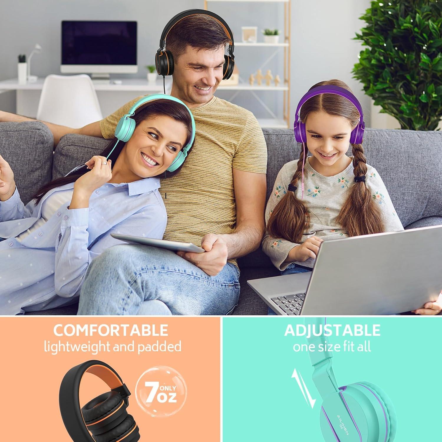 AILIHEN Kids Headphones Bulk 20-Pack for School Classroom K-12, On-Ear Wired Headsets with Microphone & Volume Limited, 3.5mm Jack for Chromebook, Computer, Laptop