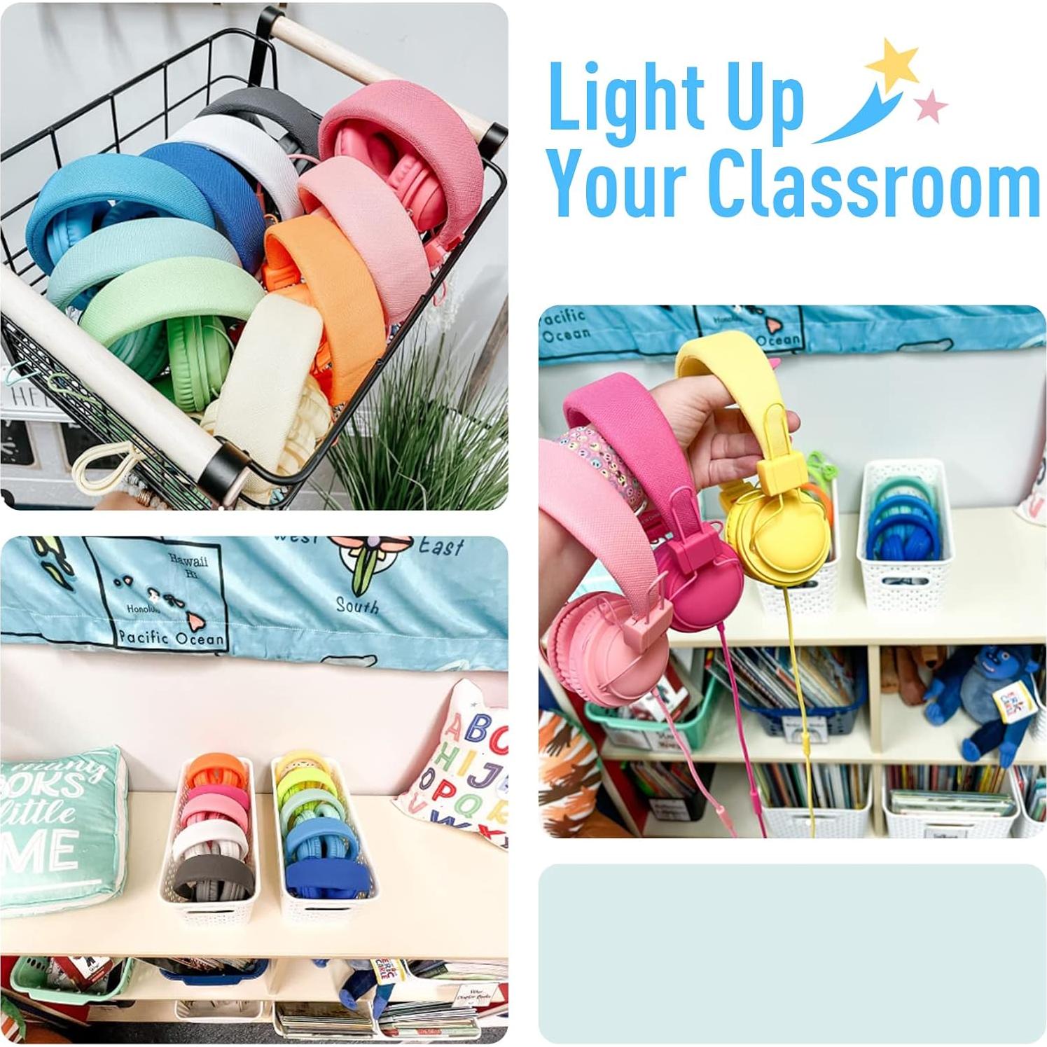 AILIHEN Kids Headphones Bulk 20-Pack for School Classroom K-12, On-Ear Wired Headsets with Microphone & Volume Limited, 3.5mm Jack for Chromebook, Computer, Laptop