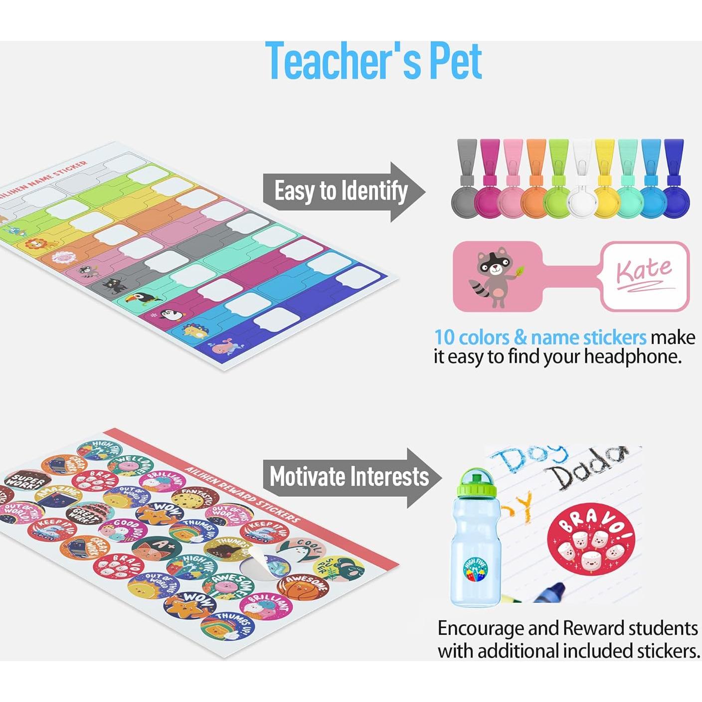 Auriculares AILIHEN para Niños - Paquete de 15 On-Ear con Micrófono