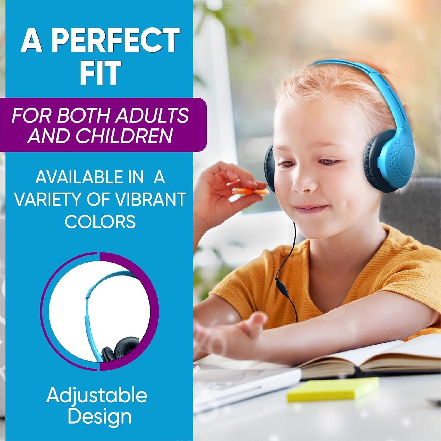 1 Pack Wired On-Ear Leather Headphones with 3.5mm Connector and Remote Control for Volume, Black