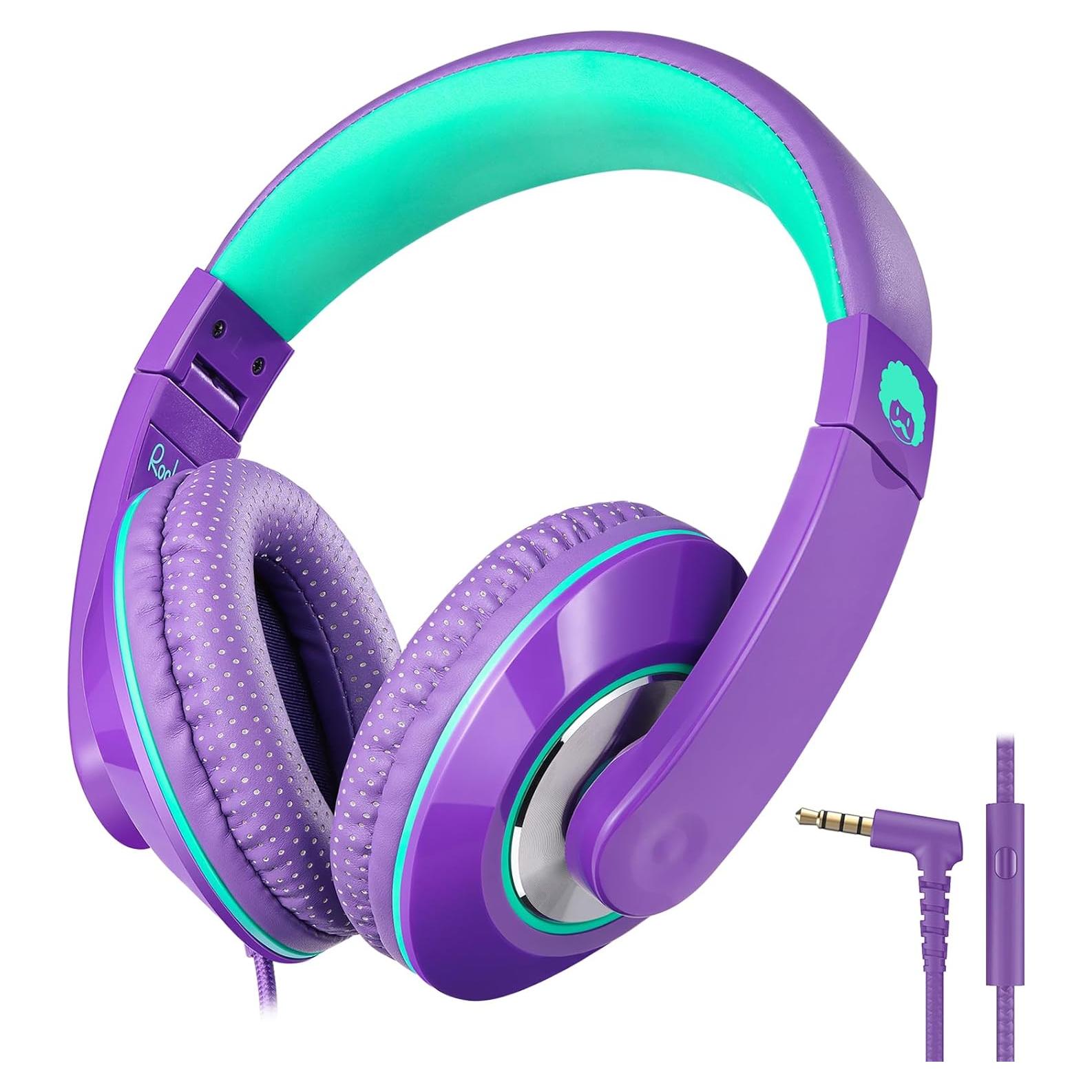Auriculares Rockpapa Comfort+ para Niños con Micrófono Púrpura