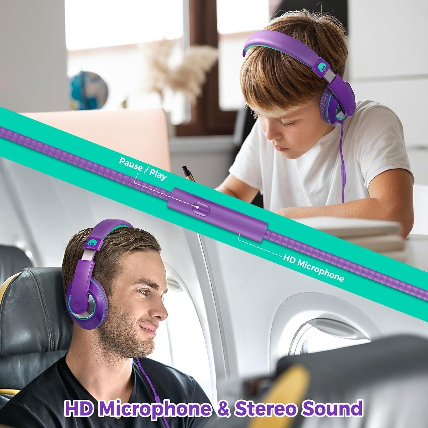 Auriculares Rockpapa Comfort+ para Niños con Micrófono Púrpura