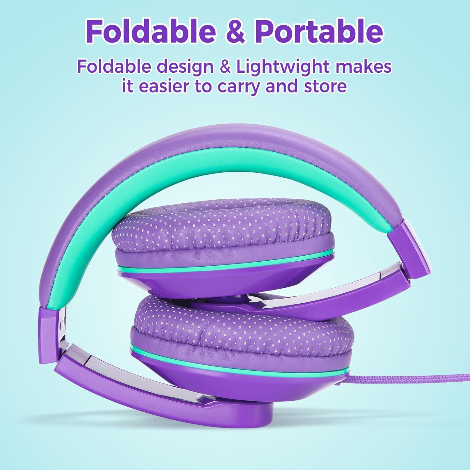 Auriculares Rockpapa Comfort+ para Niños con Micrófono Púrpura