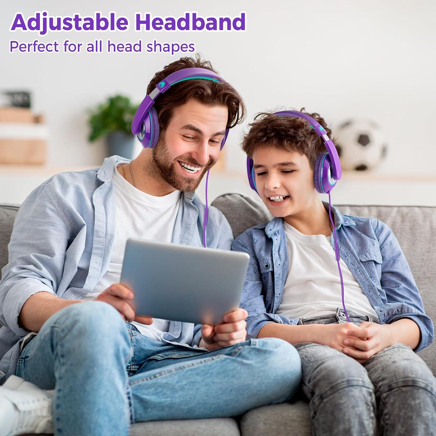 Auriculares Rockpapa Comfort+ para Niños con Micrófono Púrpura
