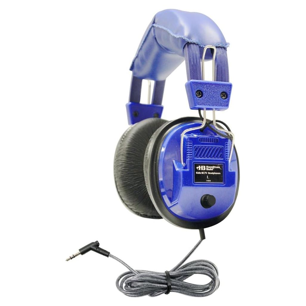 HamiltonBuhl Kids Blue, Deluxe Stereo Headphone with 3.5mm Plug & Volume Control