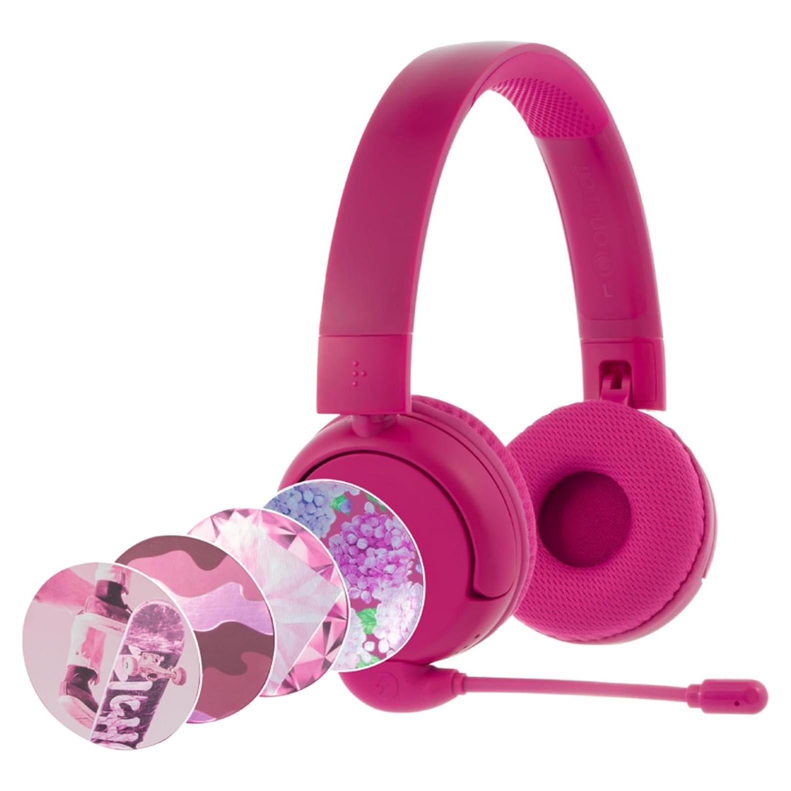 Made for Amazon Bluetooth Kids Headphones with Boom Microphone Age (7-12) | Pink