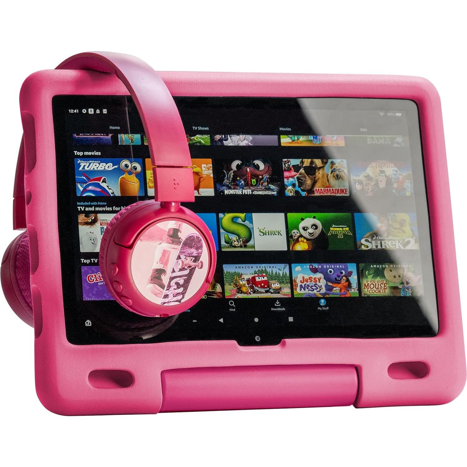 Made for Amazon Bluetooth Kids Headphones with Boom Microphone Age (7-12) | Pink
