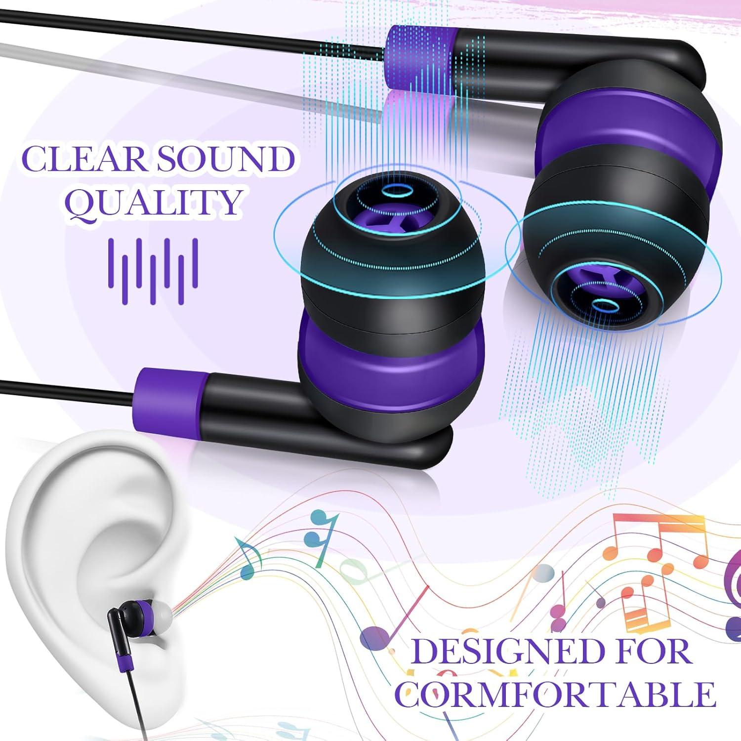 Auriculares con Cable Kanayu WAE1925 Morados 100 Piezas para Estudiantes