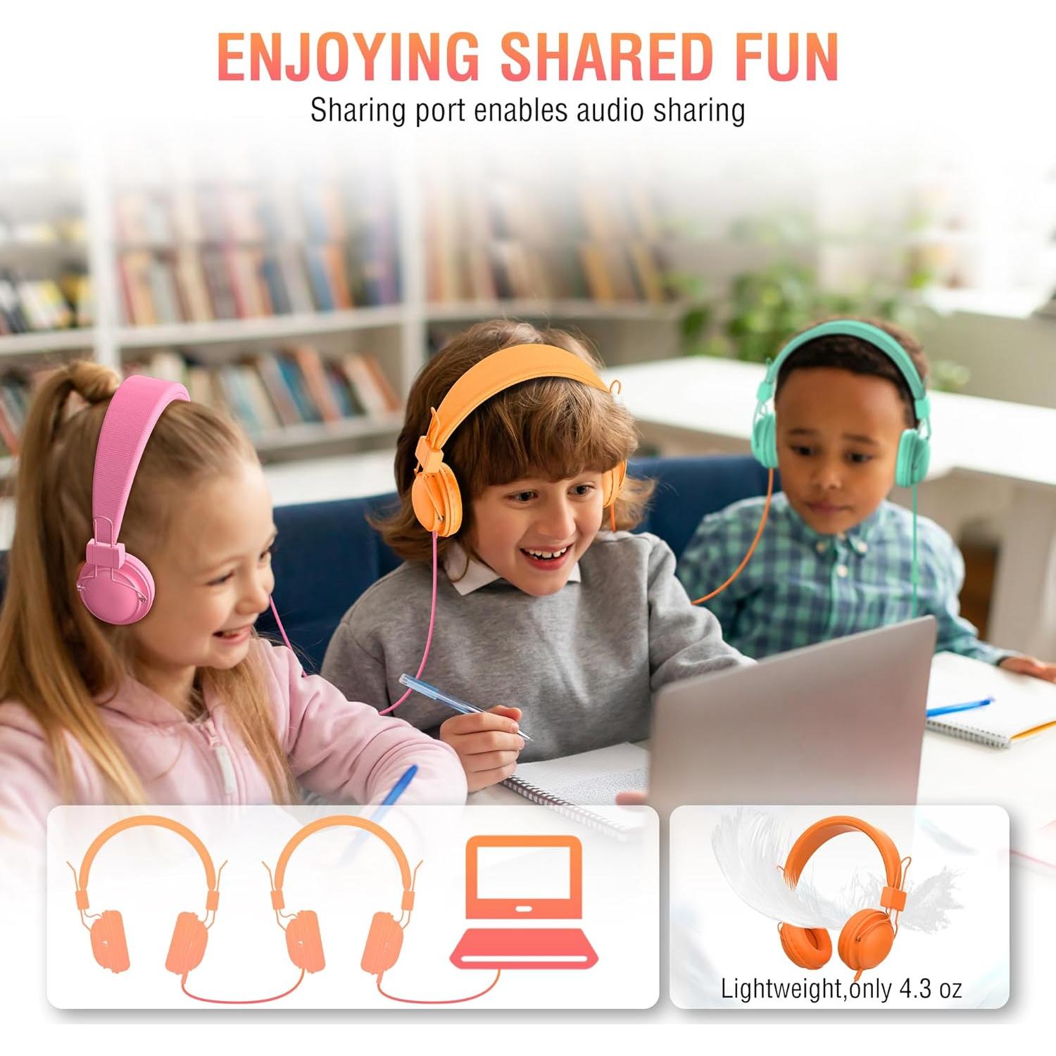 Auriculares Cableados para Niños MIXCU YCS6 - Paquete de 12, Volumen 85dB