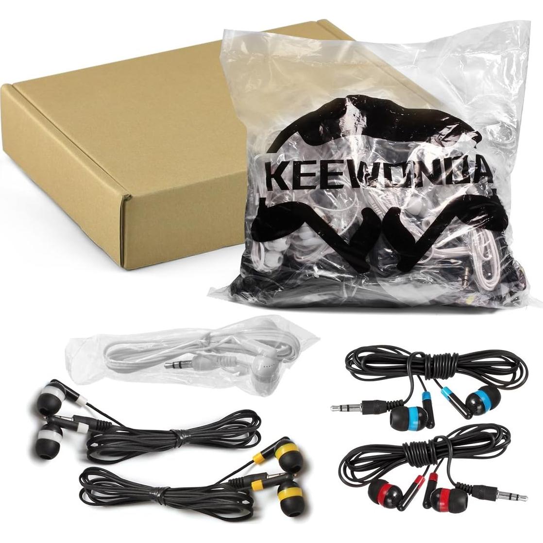 Auriculares Desechables Keewonda 30 Pack Multicolor para Escuela