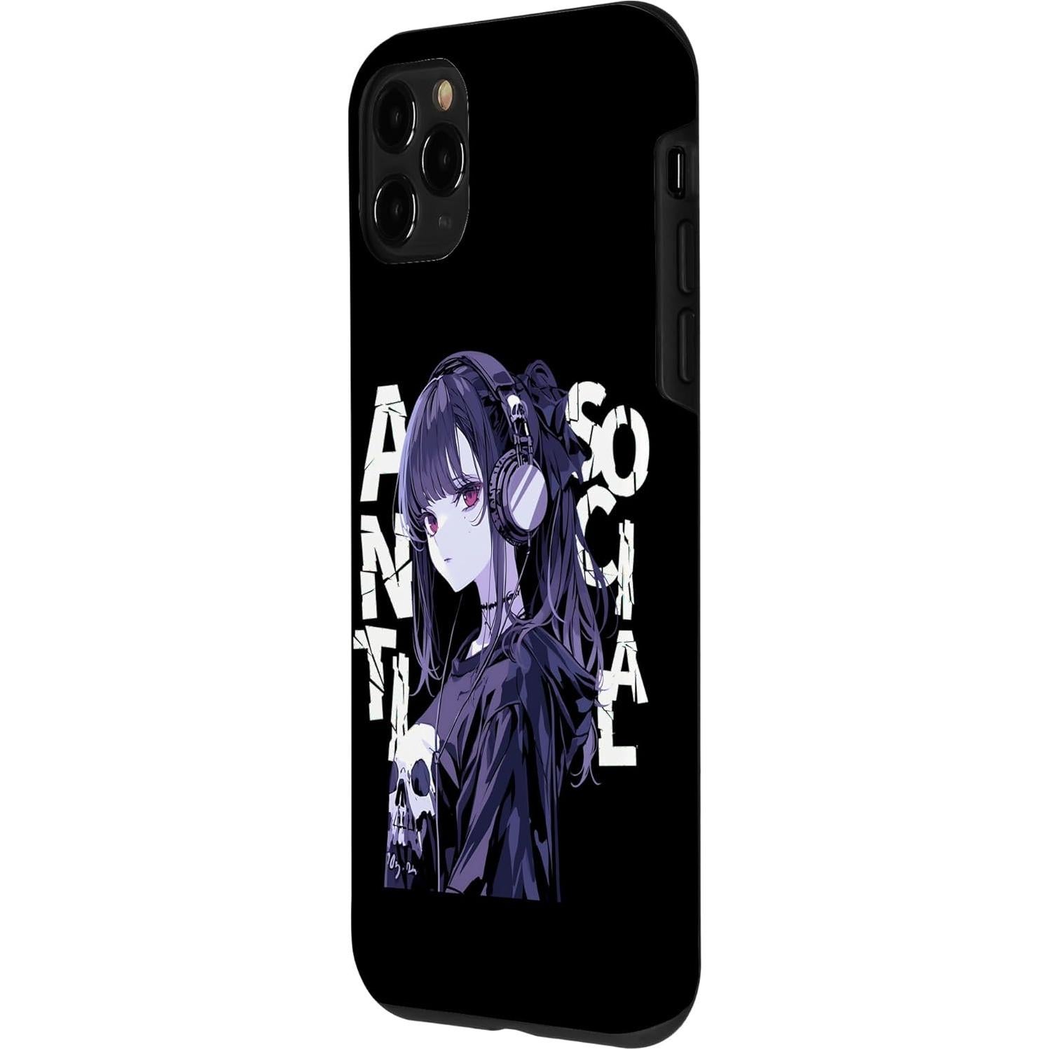 Funda de Anime Grunge Anti Social para iPhone 11 Pro - Chica Triste