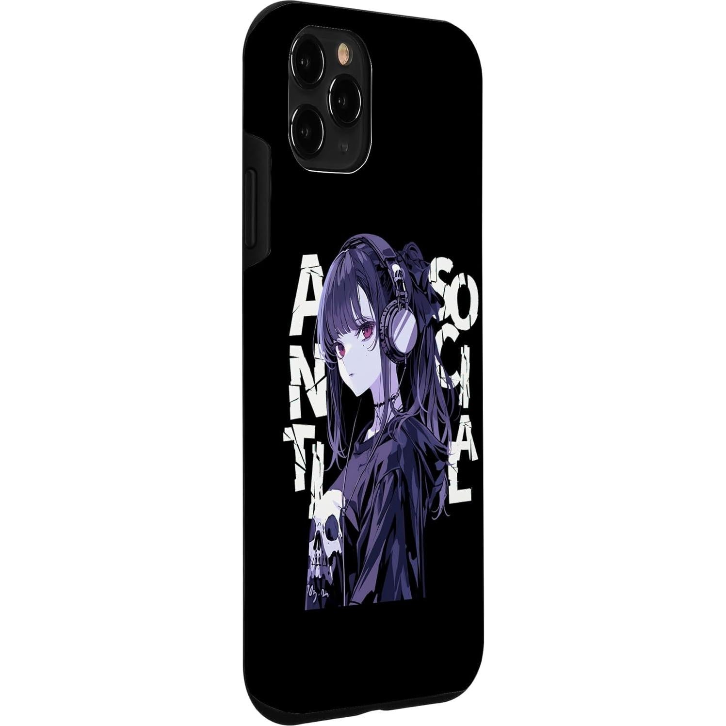 Funda de Anime Grunge Anti Social para iPhone 11 Pro - Chica Triste