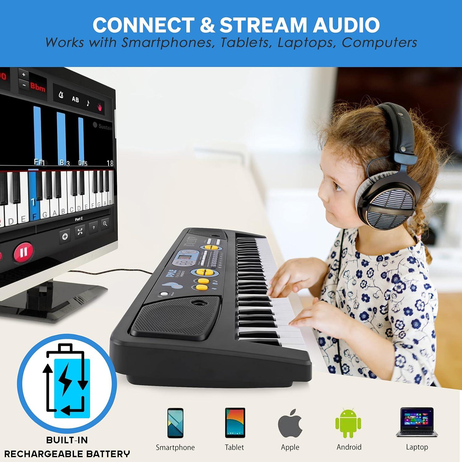 Teclado Eléctrico Pyle PKBRD6112 61 Teclas Karaoke Portátil