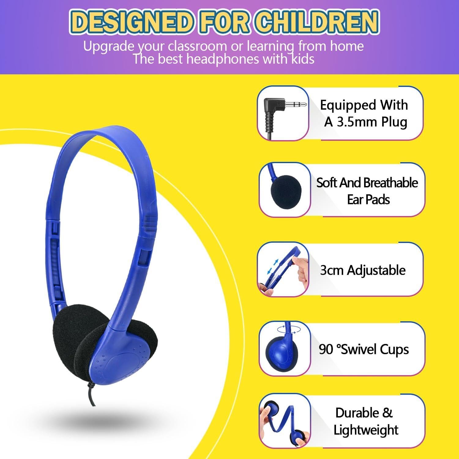 Auriculares Yoley FM857 para Niños y Adultos - Paquete de 18
