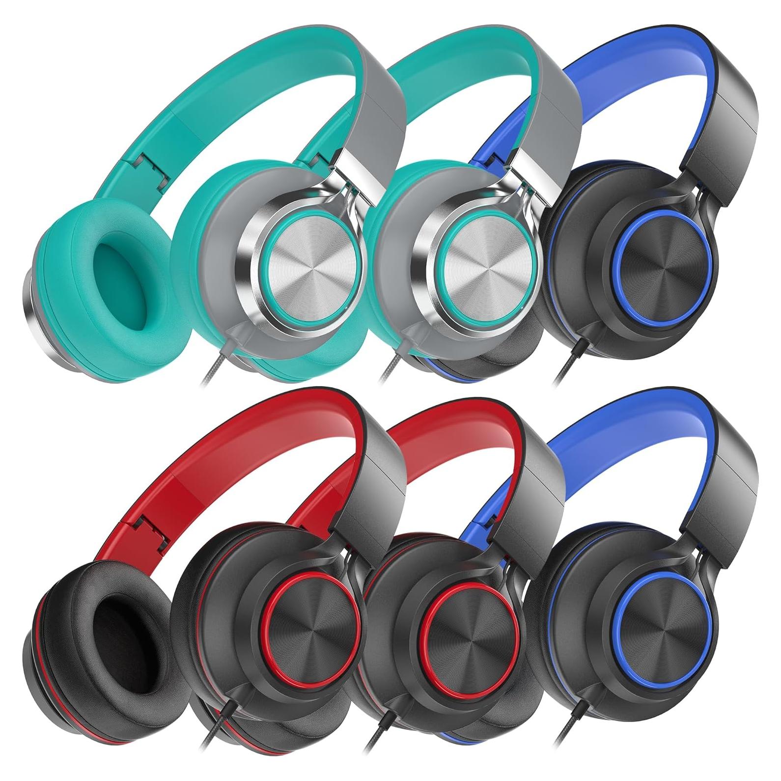 Auriculares con cable MIXCU JrX3 para niños y adolescentes - Paquete de 6
