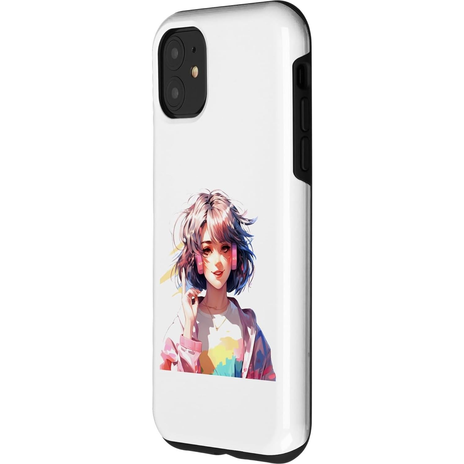 Funda Protectora iPhone 11 Kawaii Chica con Auriculares