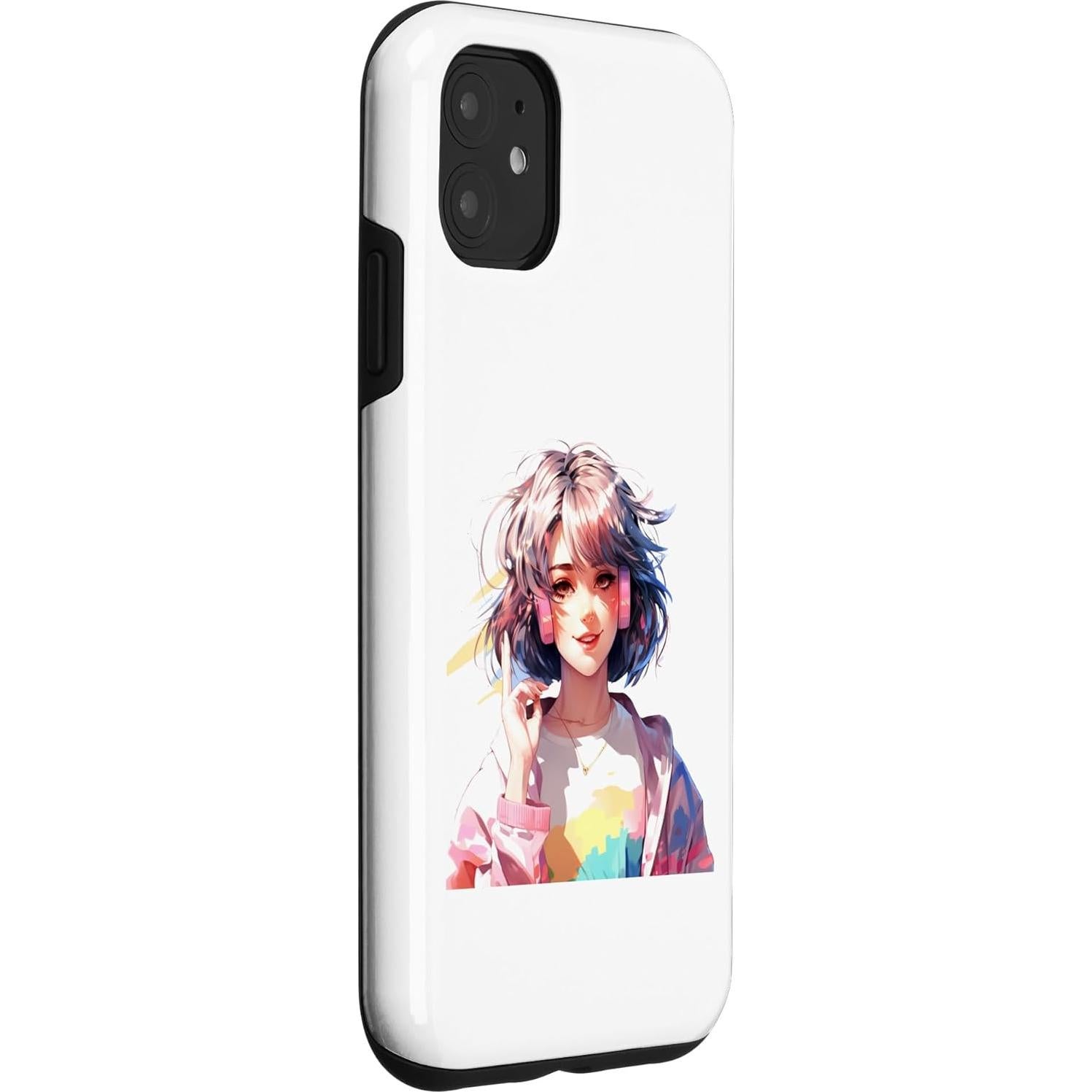 Funda Protectora iPhone 11 Kawaii Chica con Auriculares