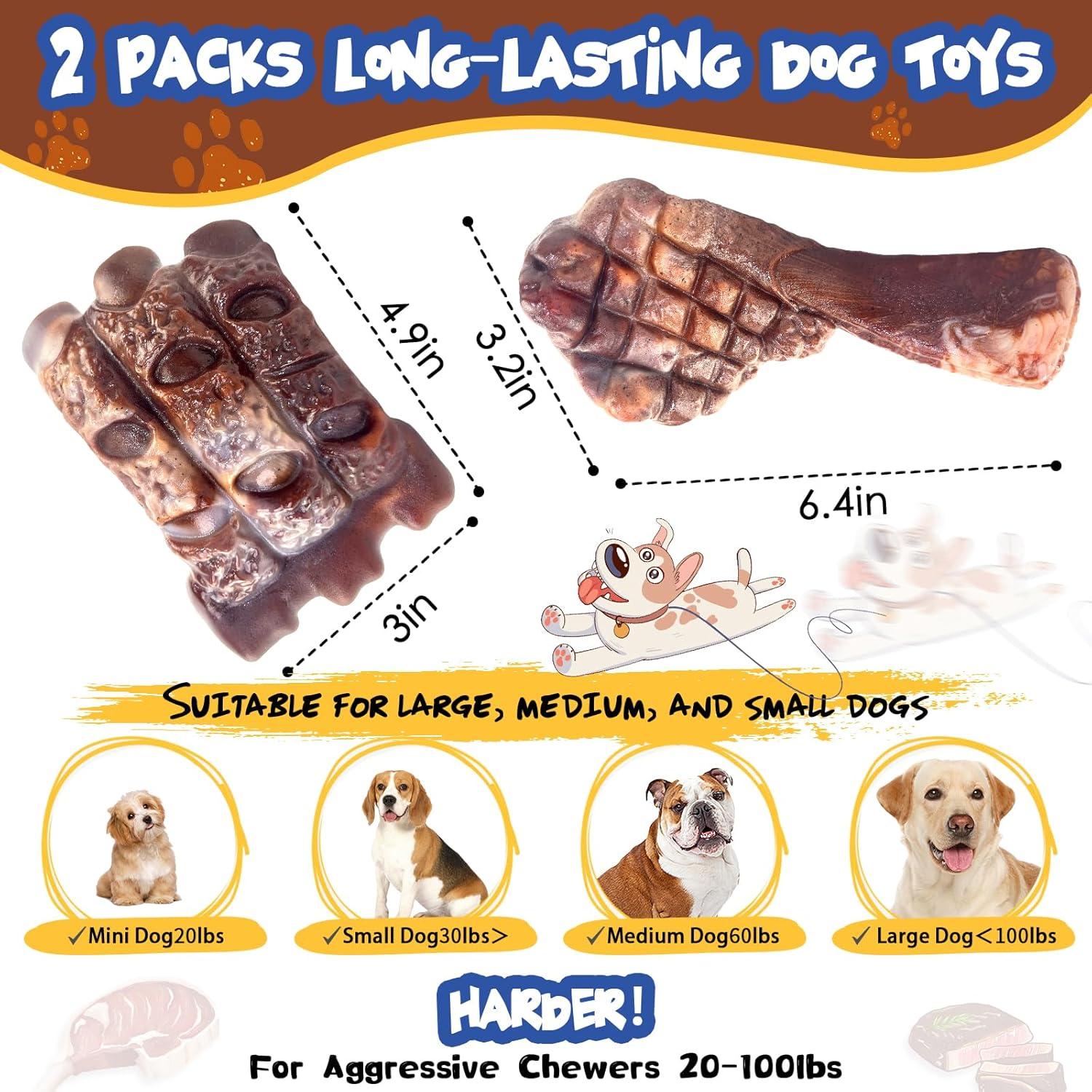 Juguetes indestructibles para perros Fuufome - Paquete de 2