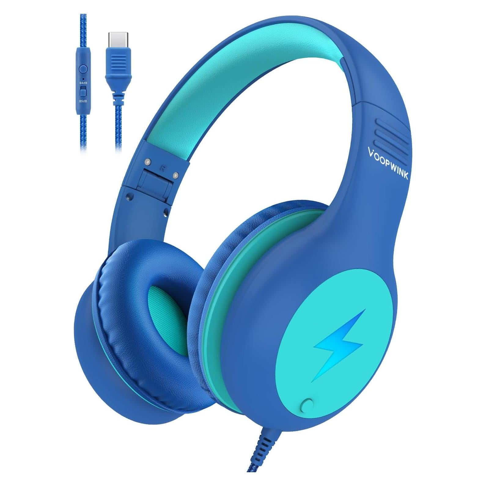 Auriculares para Niños Voopwink KH3 USB-C con Micrófono y Luz LED