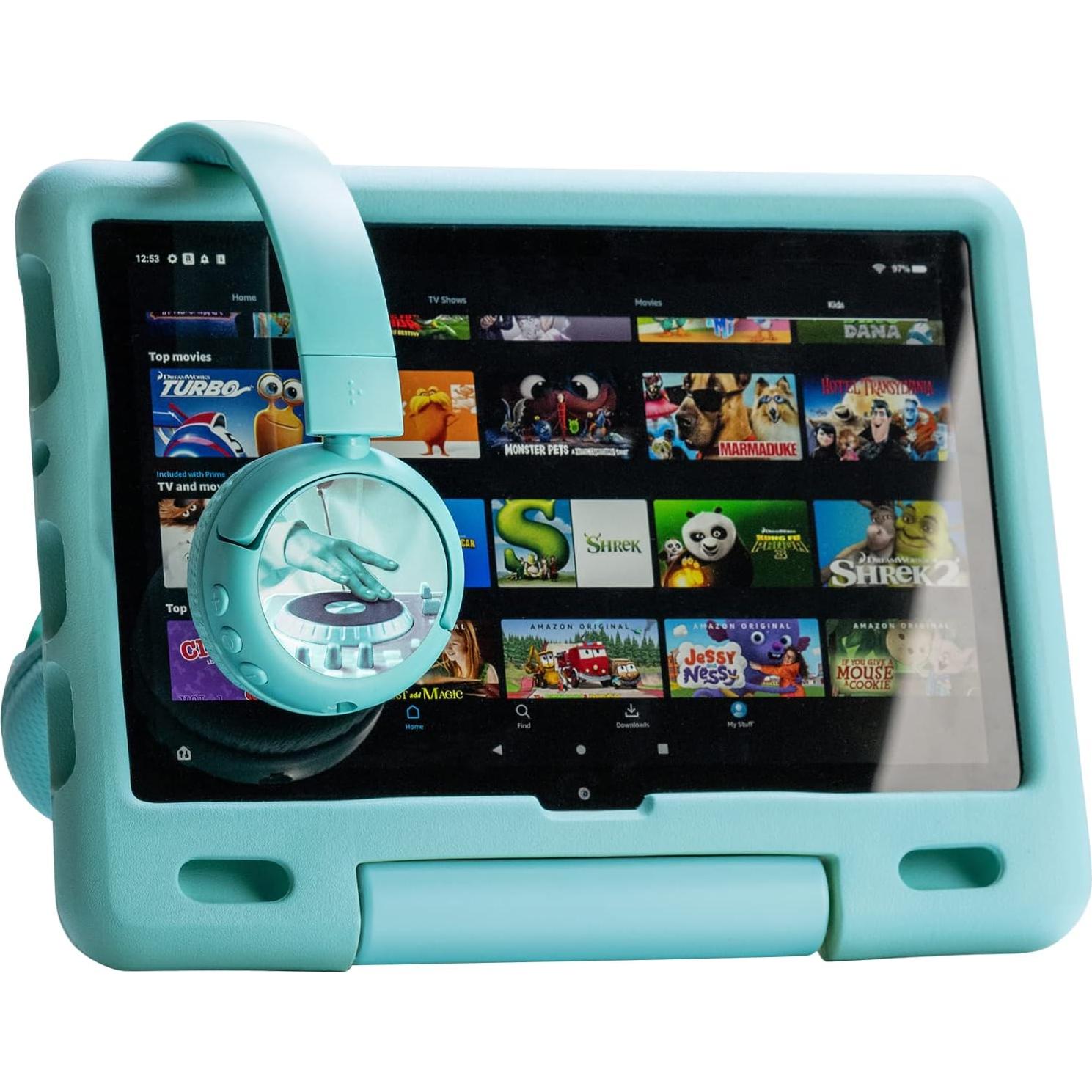 Made for Amazon Bluetooth Kids Headphones with Boom Microphone Age (7-12) | Teal