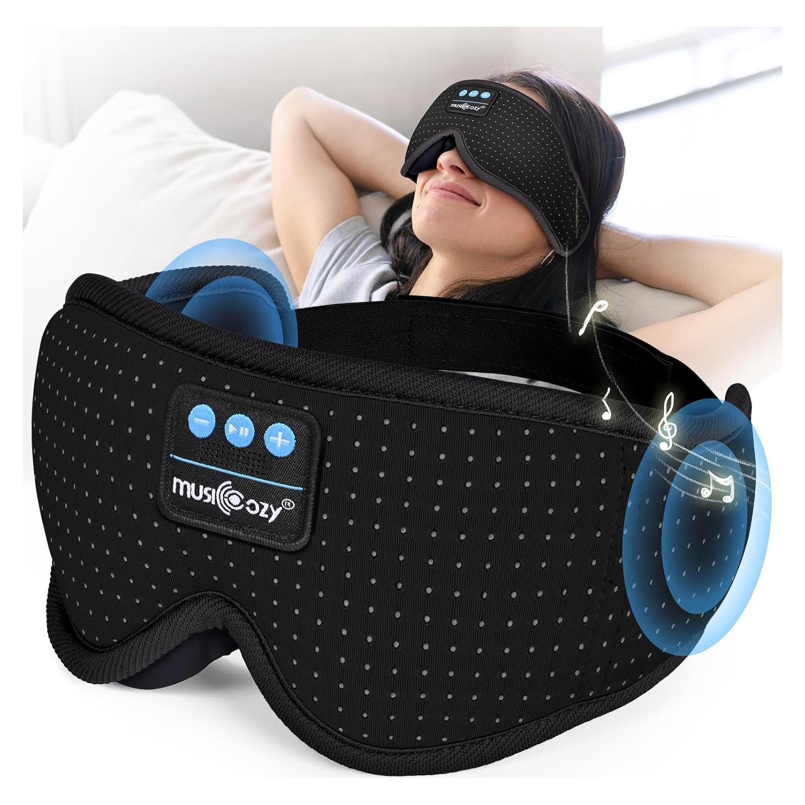 MUSICOZY Máscara de Sueño Bluetooth con Ruido Blanco 16 Sonidos