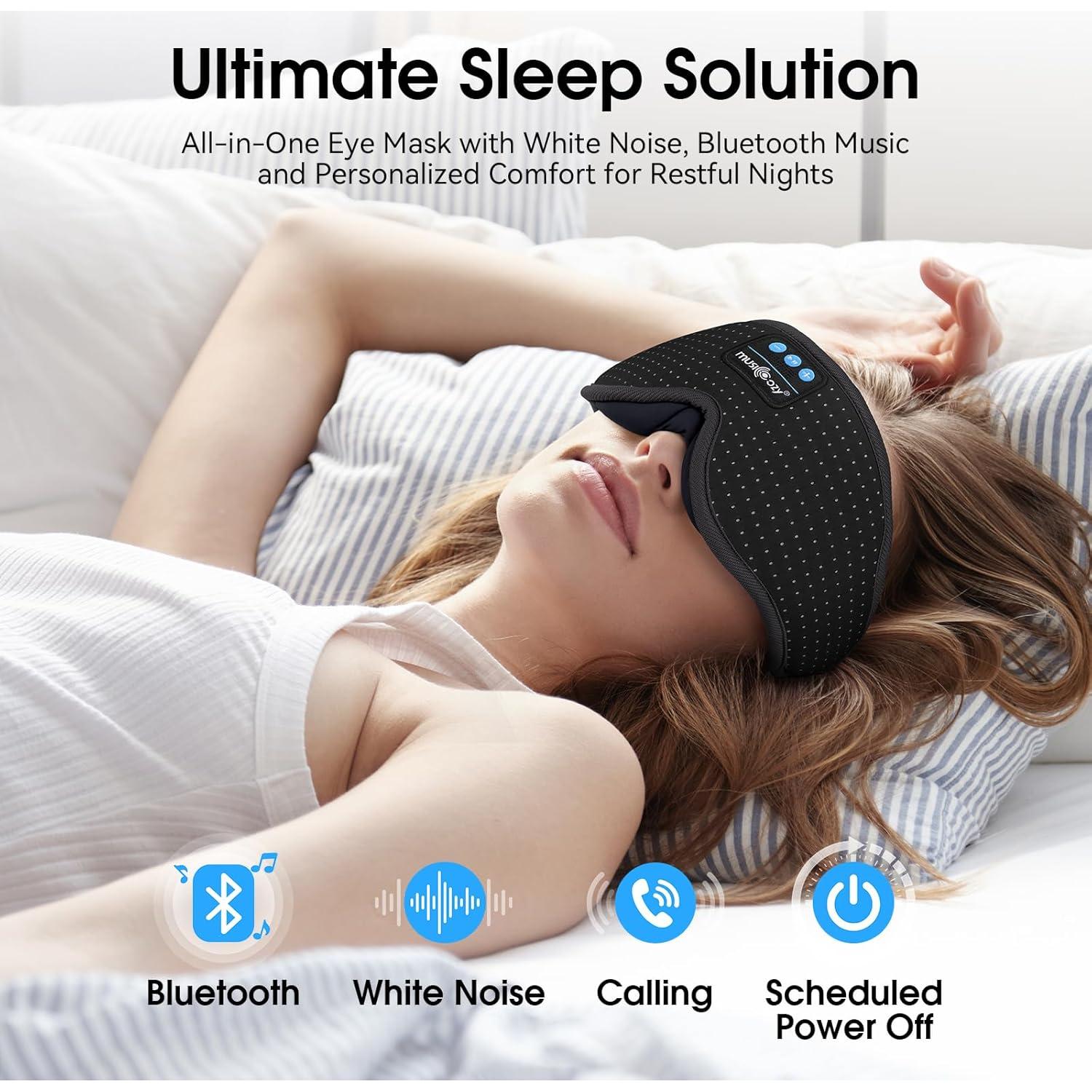 MUSICOZY Máscara de Sueño Bluetooth con Ruido Blanco 16 Sonidos