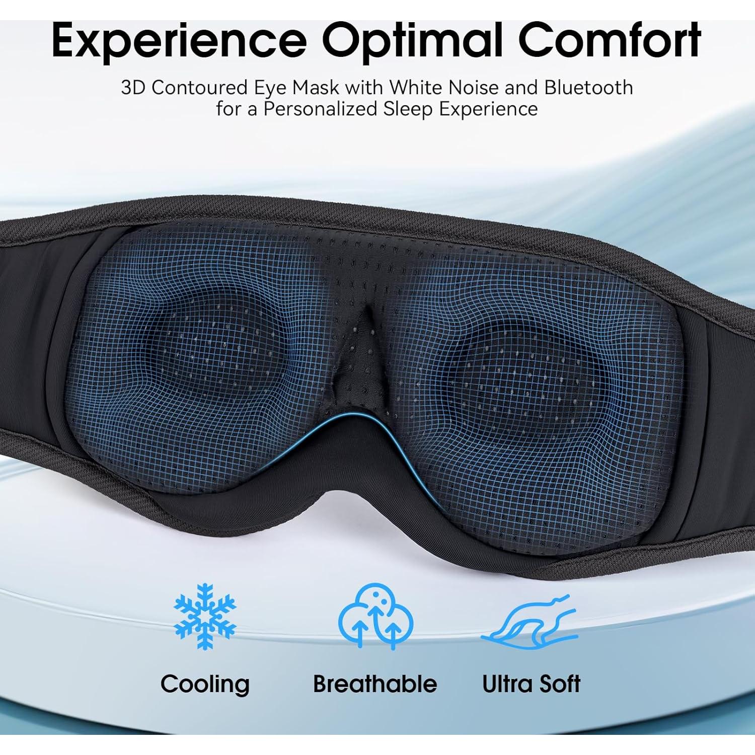 MUSICOZY Máscara de Sueño Bluetooth con Ruido Blanco 16 Sonidos