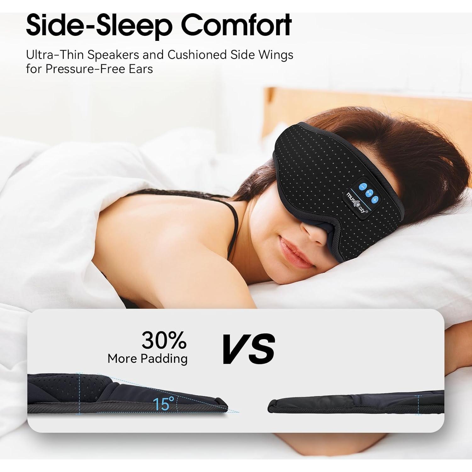 MUSICOZY Máscara de Sueño Bluetooth con Ruido Blanco 16 Sonidos