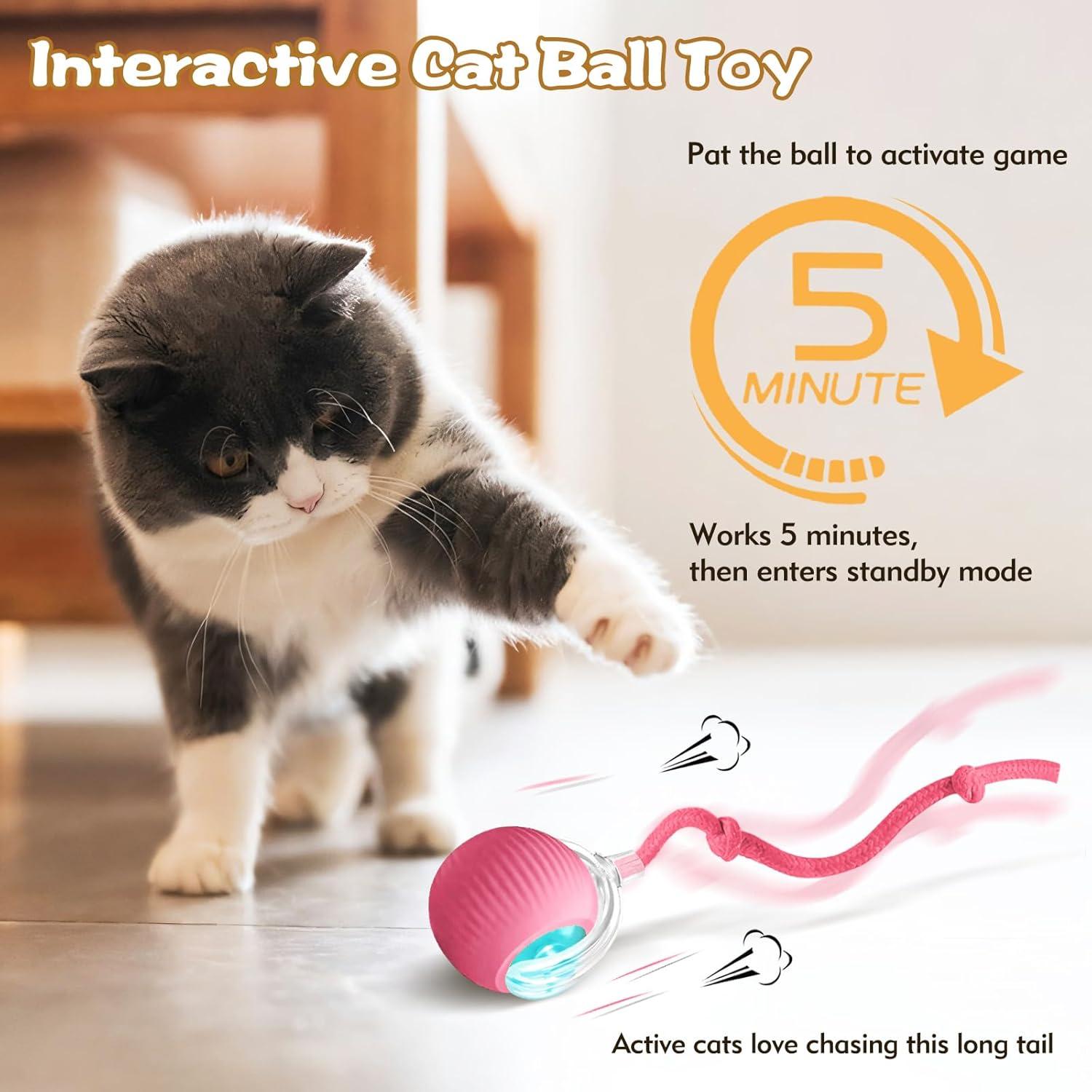 Pelota Interactiva para Gatos Peppy Pet Rosa 360°