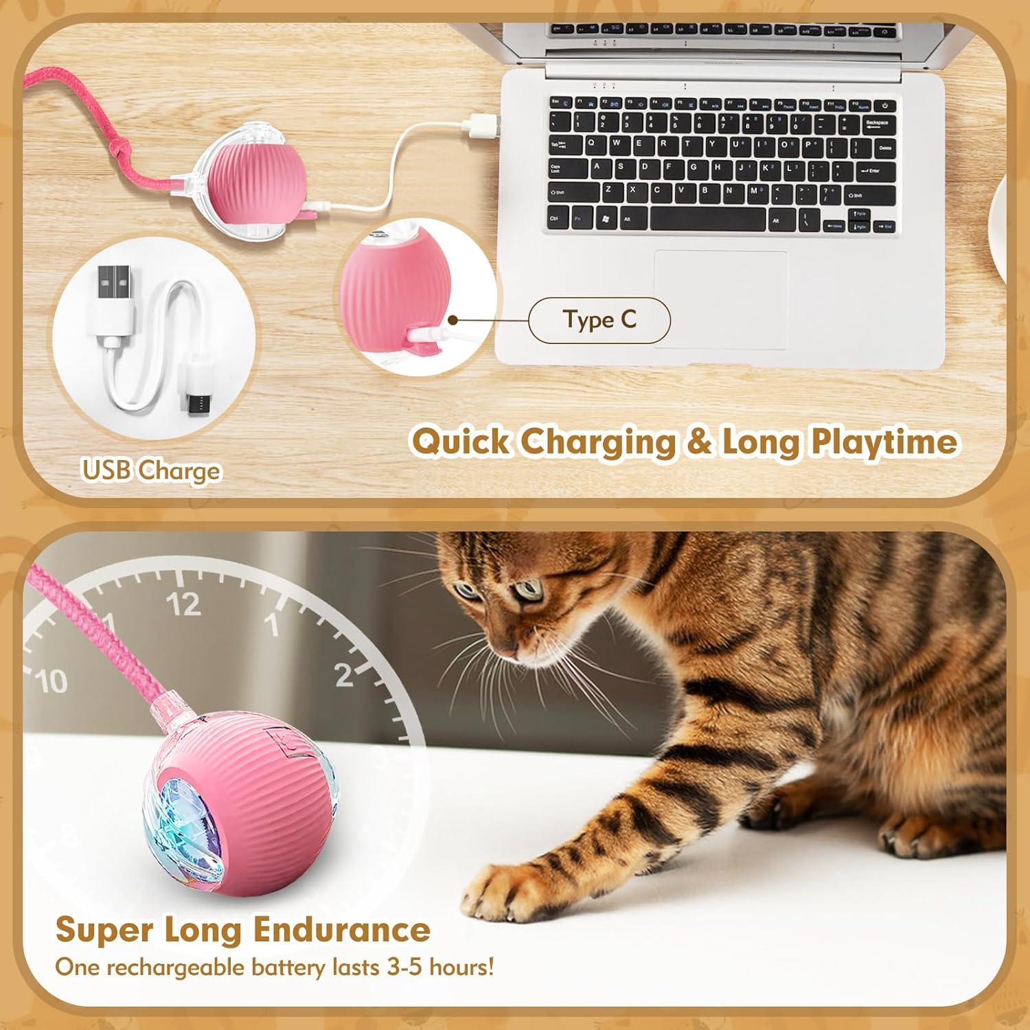 Pelota Interactiva para Gatos Peppy Pet Rosa 360°