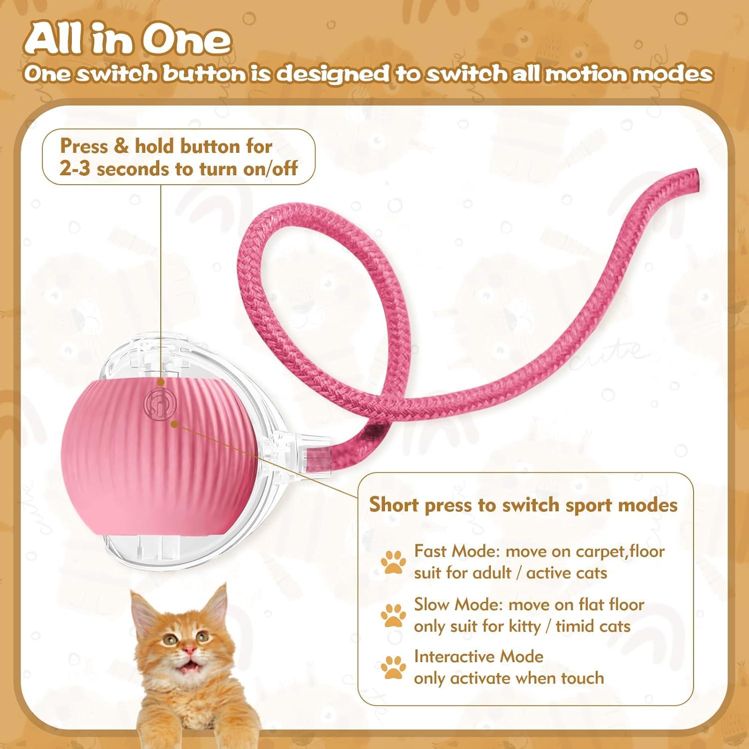 Pelota Interactiva para Gatos Peppy Pet Rosa 360°