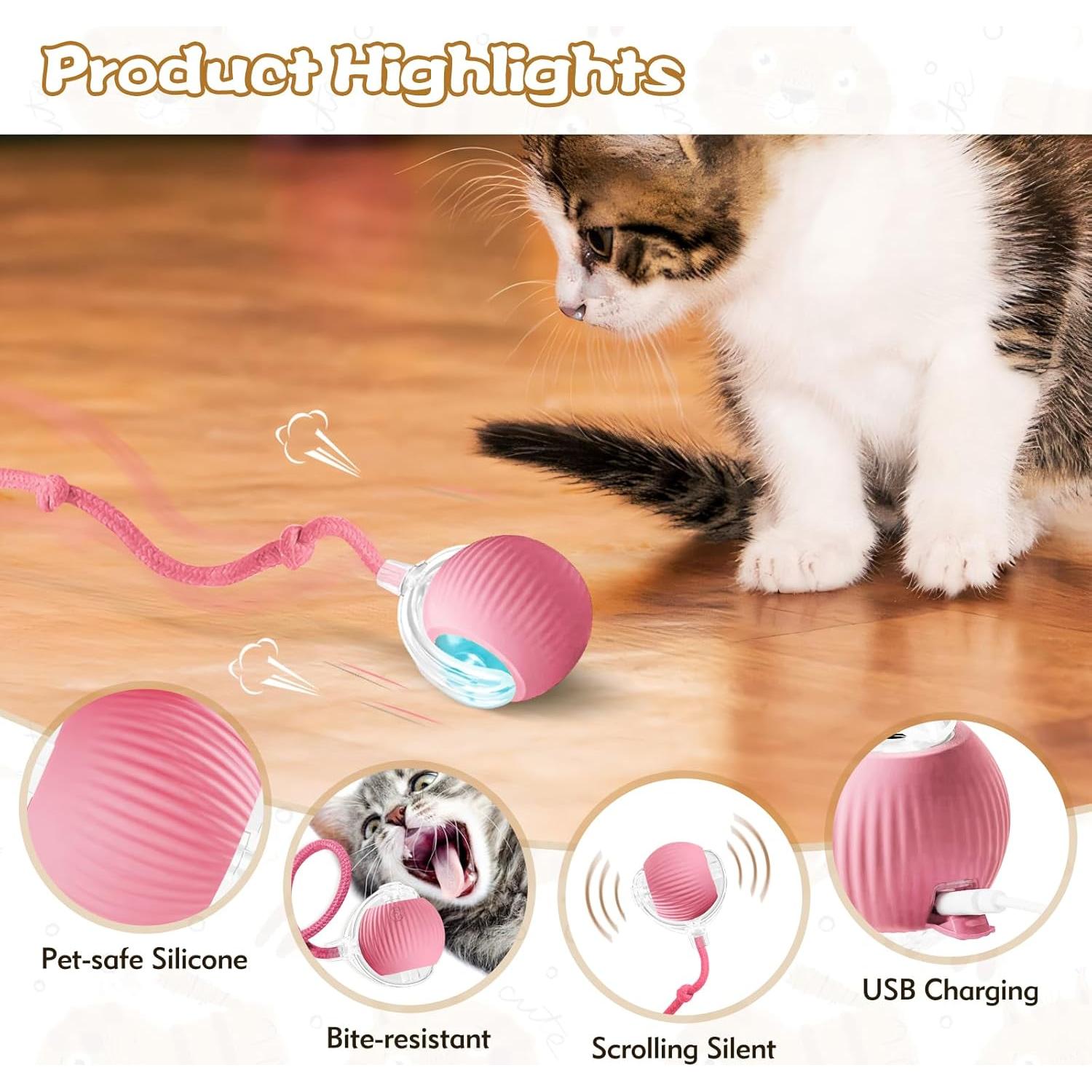 Pelota Interactiva para Gatos Peppy Pet Rosa 360°