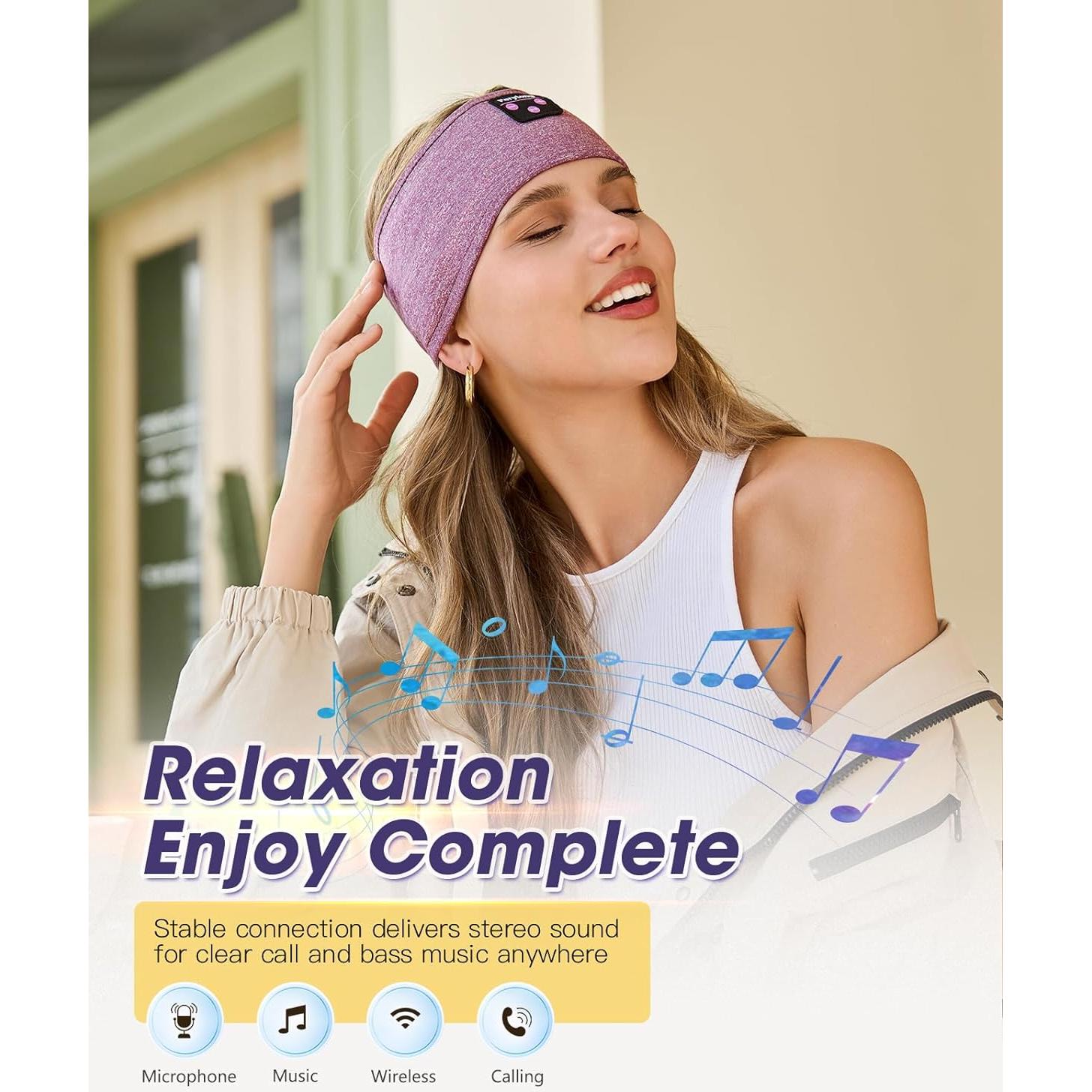 Perytong Sleeping Headphones Bluetooth 5.4 Headband, Wireless Music Sleeping Mask Headphones Earbuds Earphones Sweatproof for Women Mom Sports Workout Running Jogging Yoga Cool Gadgets Unique Gifts