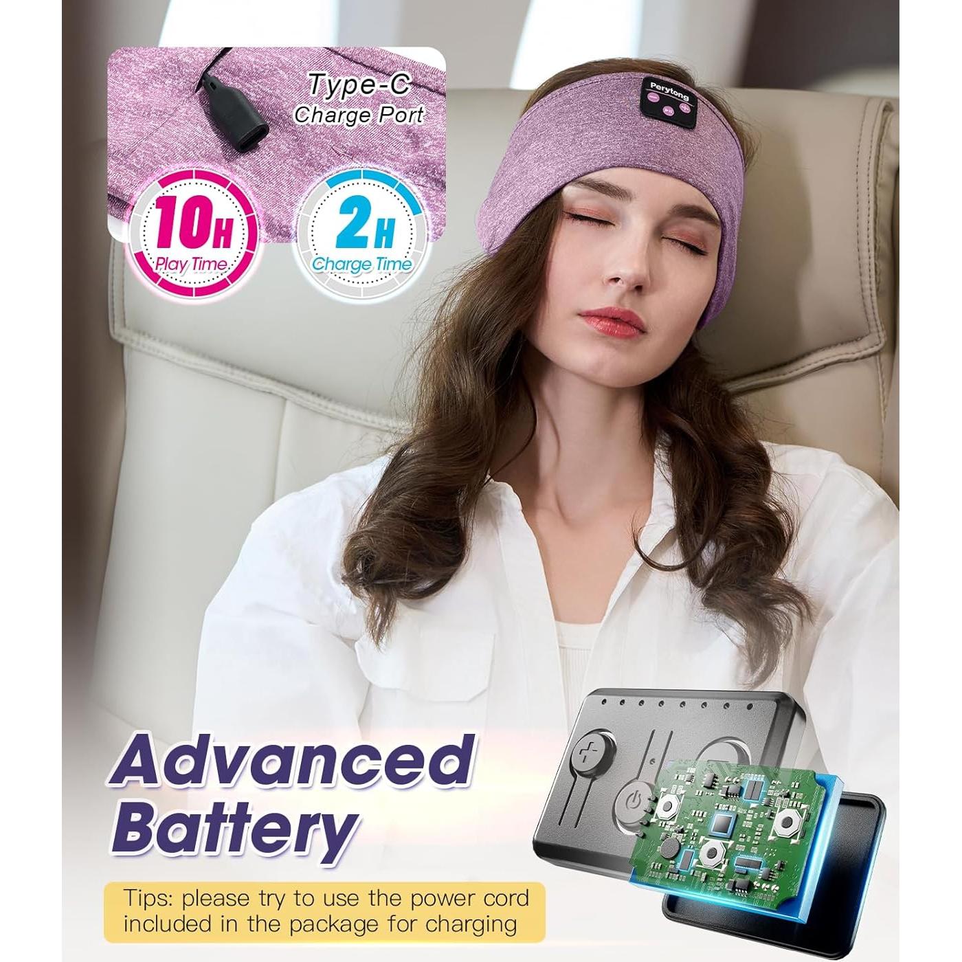 Perytong Sleeping Headphones Bluetooth 5.4 Headband, Wireless Music Sleeping Mask Headphones Earbuds Earphones Sweatproof for Women Mom Sports Workout Running Jogging Yoga Cool Gadgets Unique Gifts