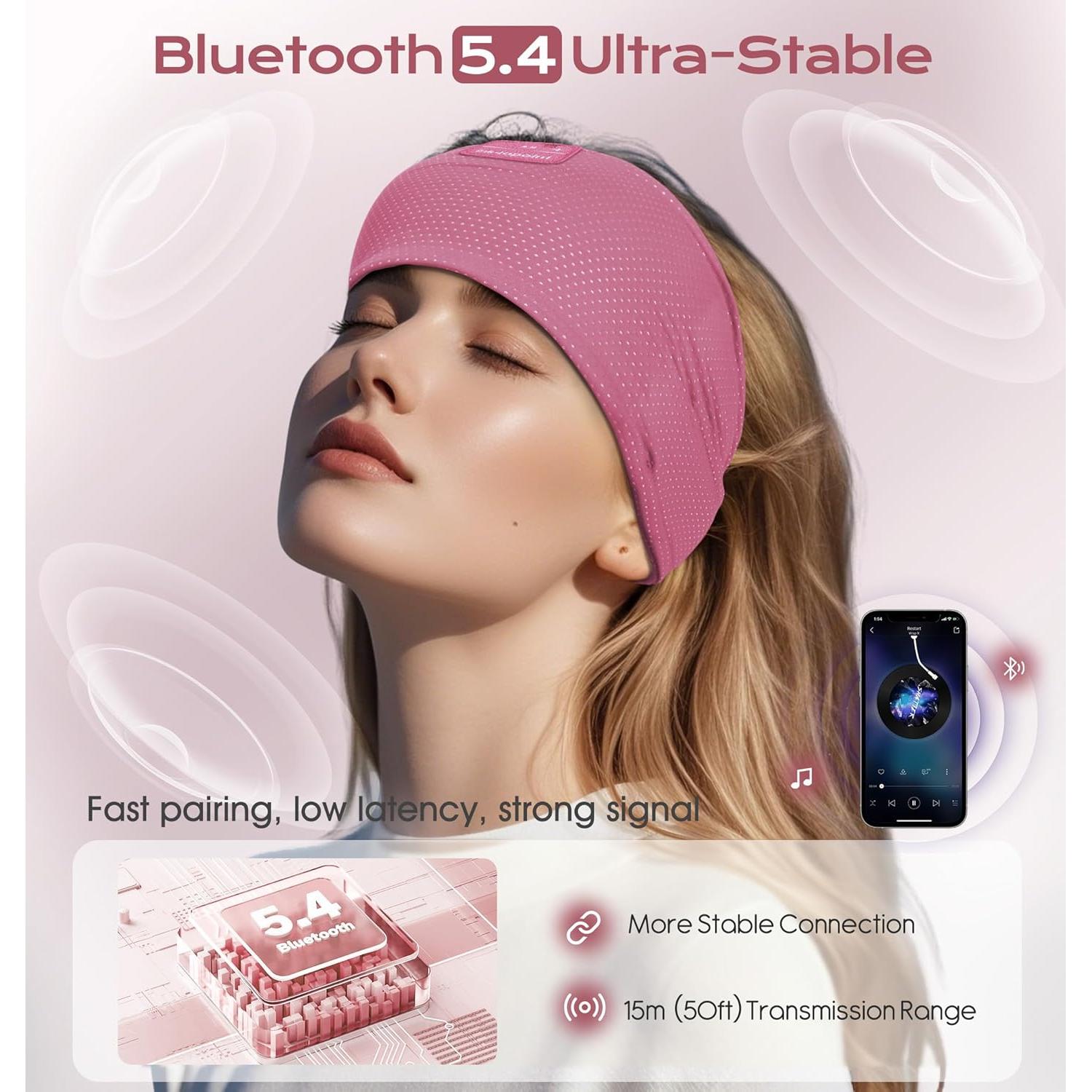 Auriculares para dormir INK-TOPOINT Bluetooth 5.4 Rosa