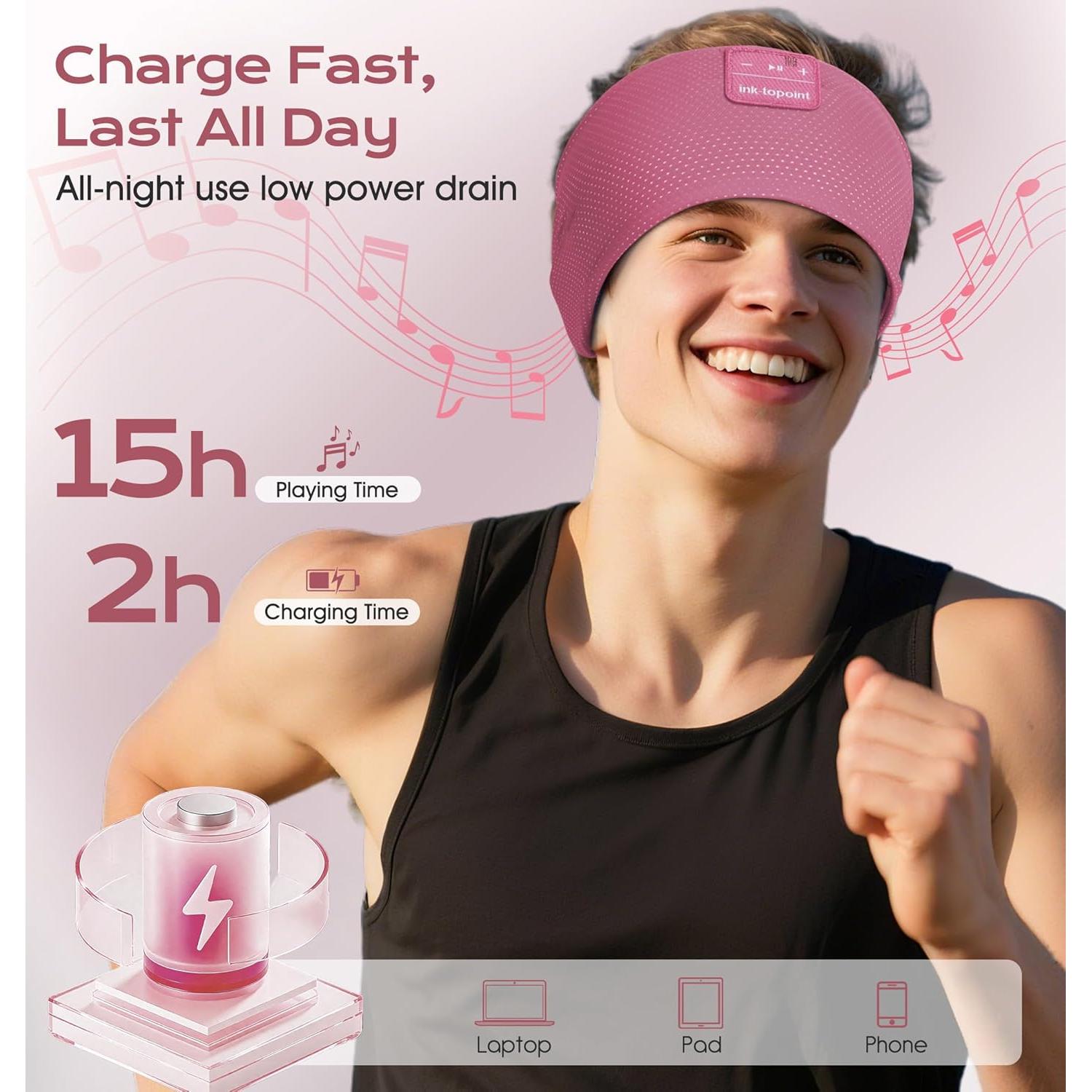 Auriculares para dormir INK-TOPOINT Bluetooth 5.4 Rosa