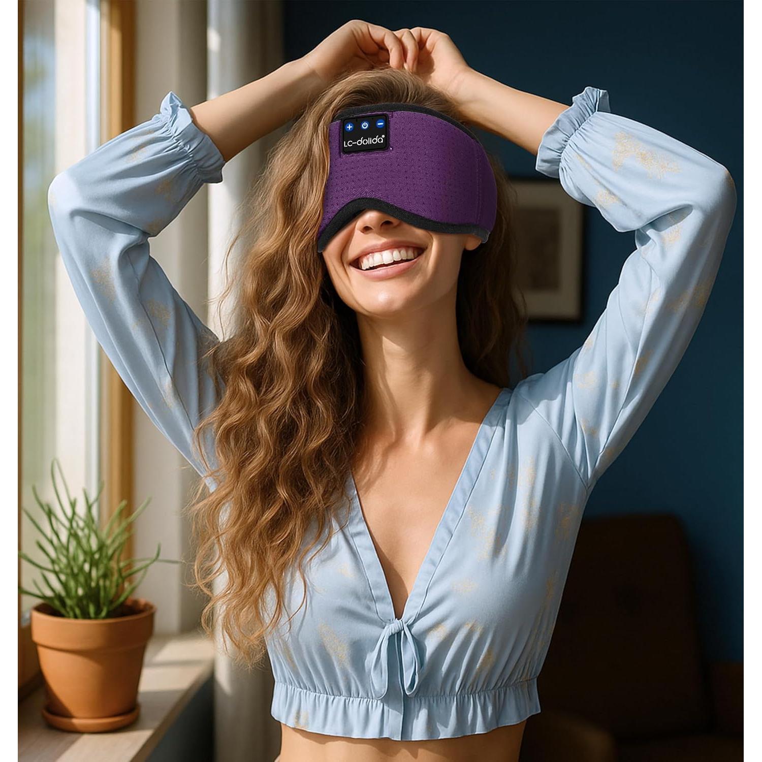 Máscara de Sueño Bluetooth LC-dolida Púrpura 20x10 cm