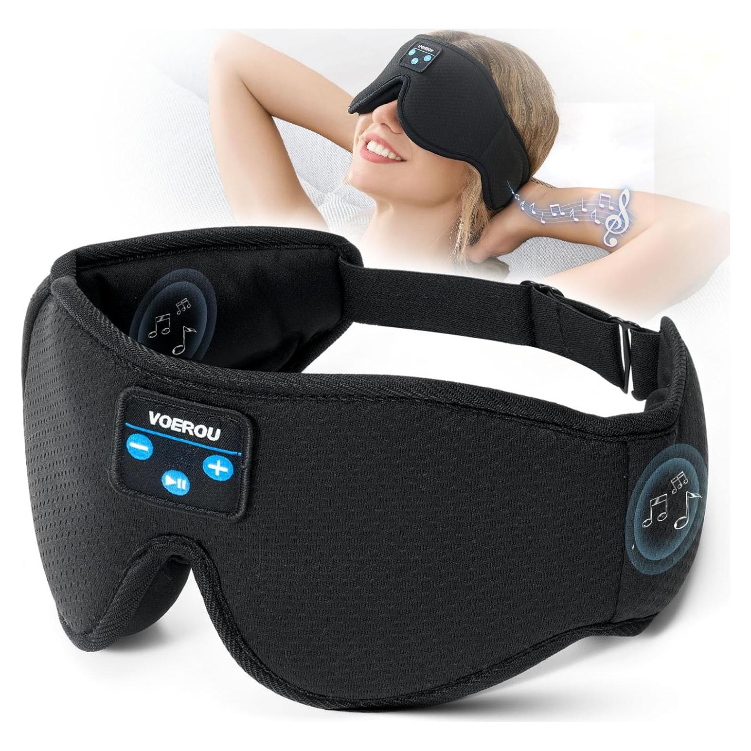 Máscara de Sueño Voerou con Auriculares Bluetooth 3D Ajustable