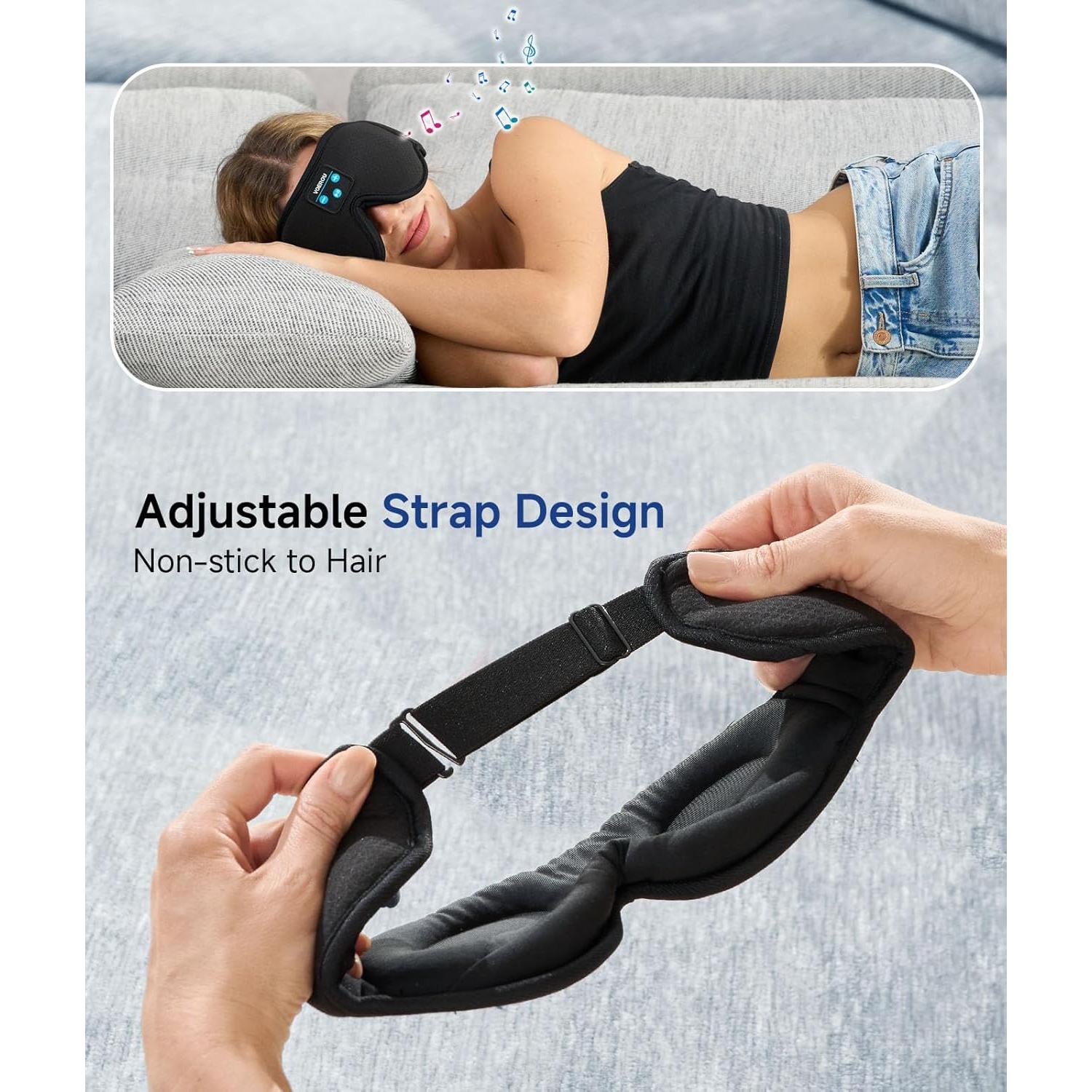 Máscara de Sueño Voerou con Auriculares Bluetooth 3D Ajustable